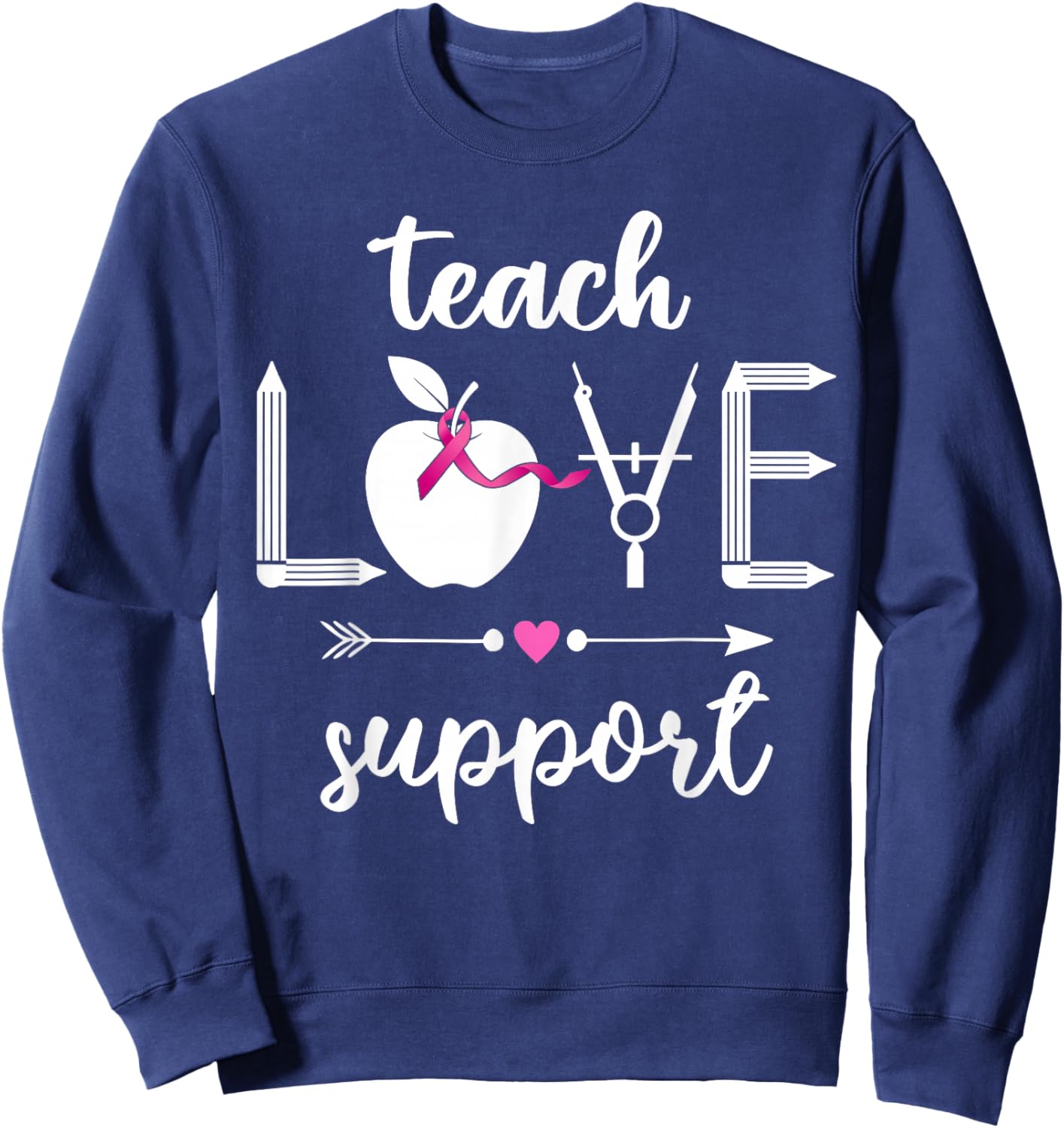 Math Teacher Breast Cancer Awareness Men Women Sweatshirt - Sweatshirt | Navy