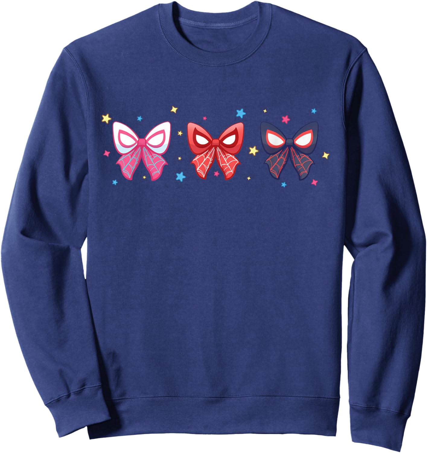 Marvel Spider-Man and Ghost-Spider Trio Cute Coquette Bows Sweatshirt - Sweatshirt | Navy