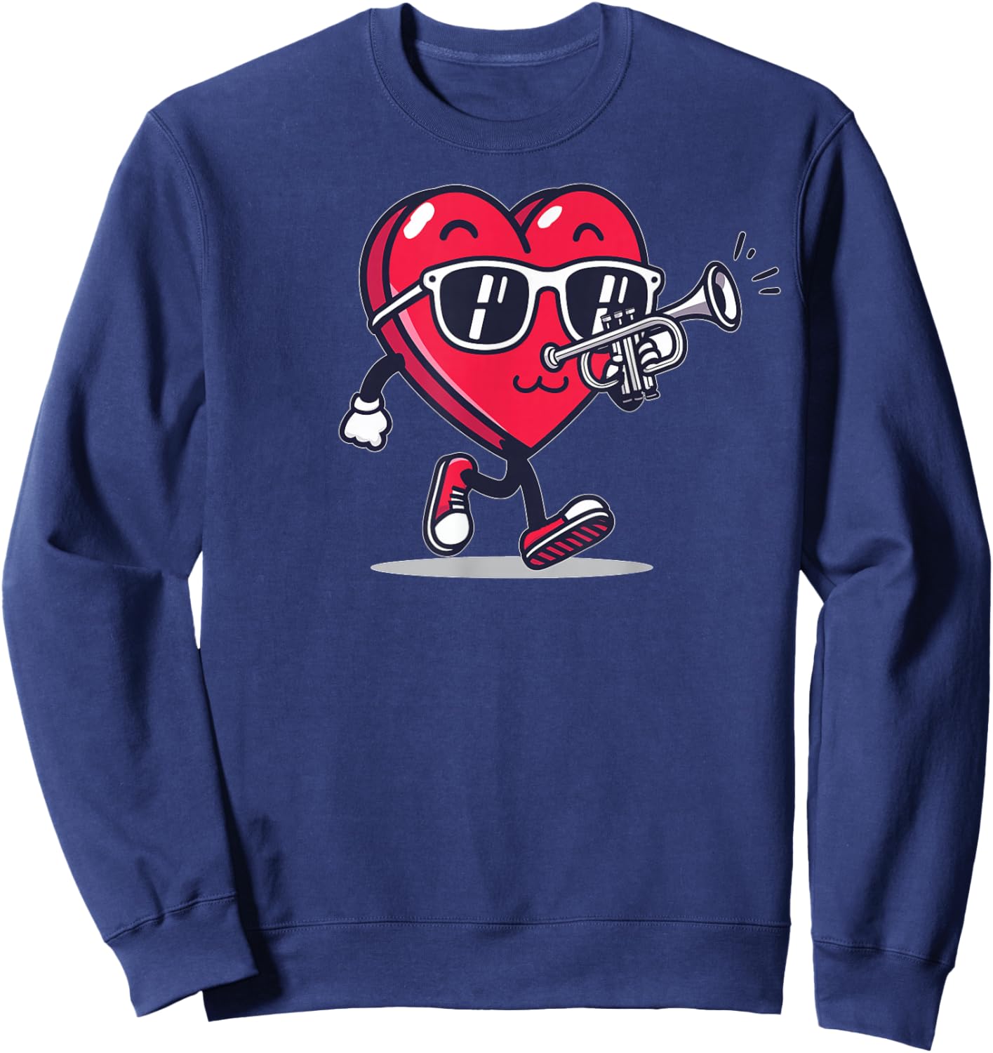 Trumpet Heart Player Trumpetist Valentine's Day Sunglasses Sweatshirt - Sweatshirt | Navy