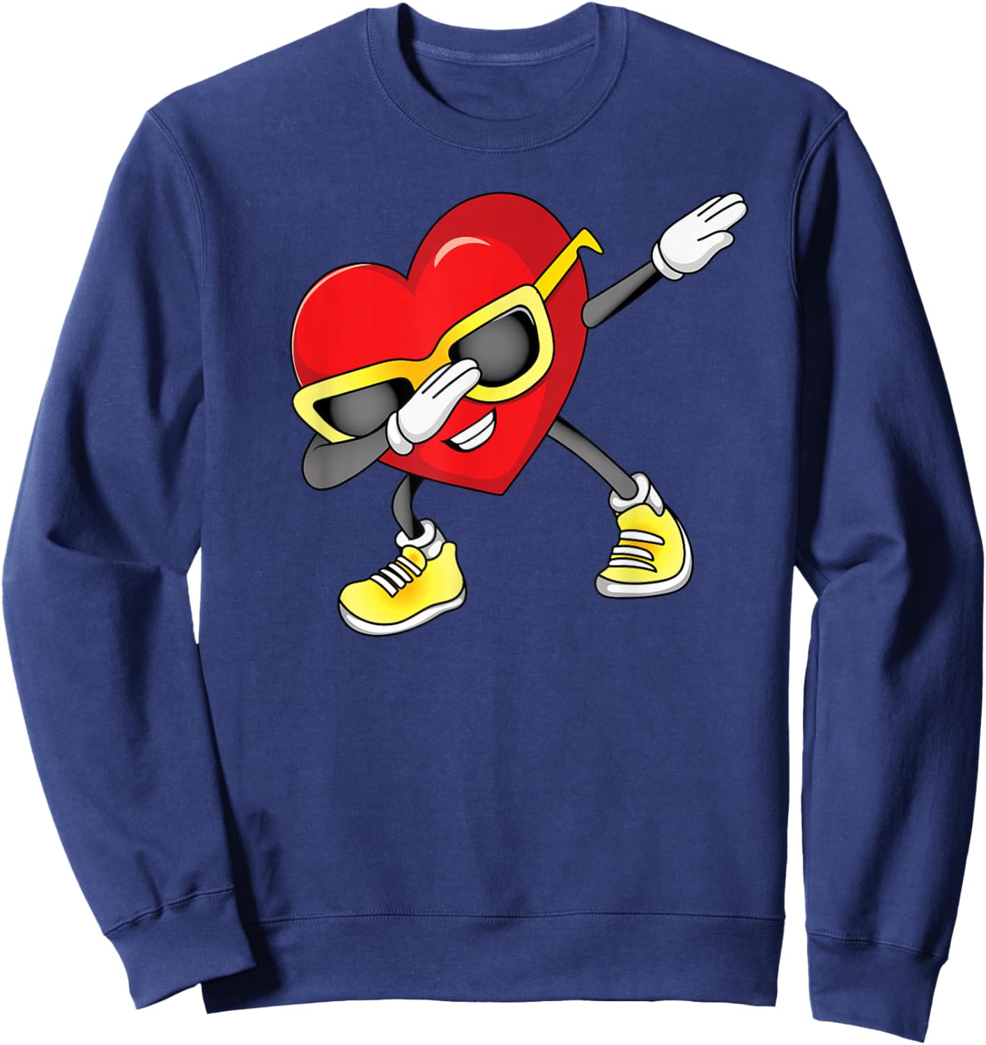 Dabbing Heart Meme Boys Valentine Sweatshirt - Sweatshirt | Navy