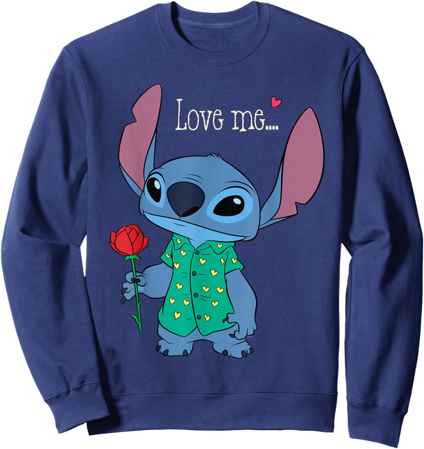 Disney Stitch Valentine's Day with Rose Love Me... Sweatshirt - Sweatshirt | Navy
