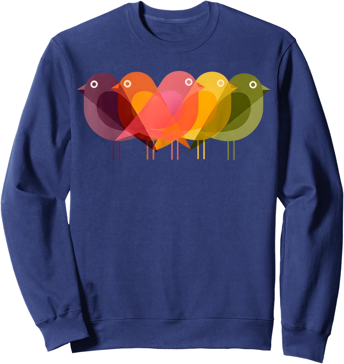 Bird Print Art Deco 60s Style Minimal Hippy Retro Cool Sweatshirt - Sweatshirt | Navy