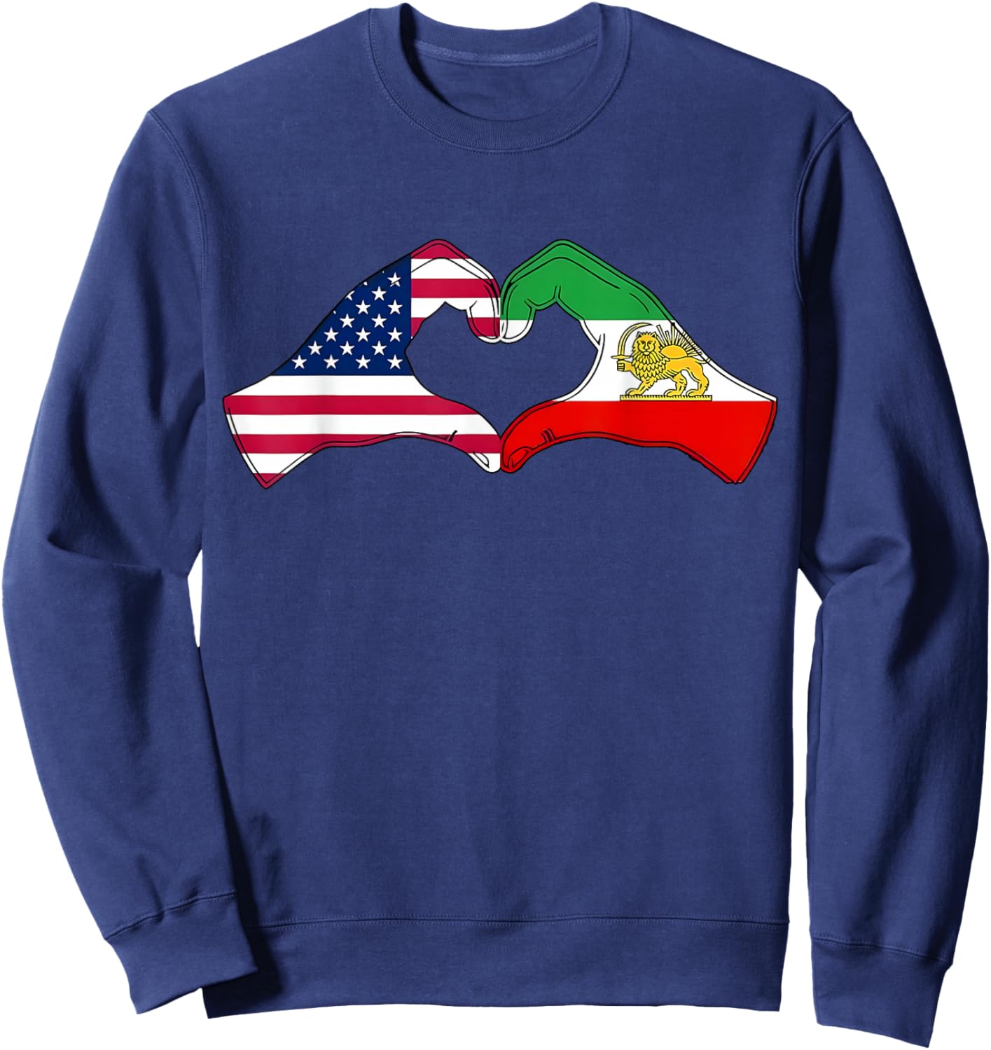 Persian American Flag USA Persia Heritage Heart Sweatshirt - Sweatshirt | Navy