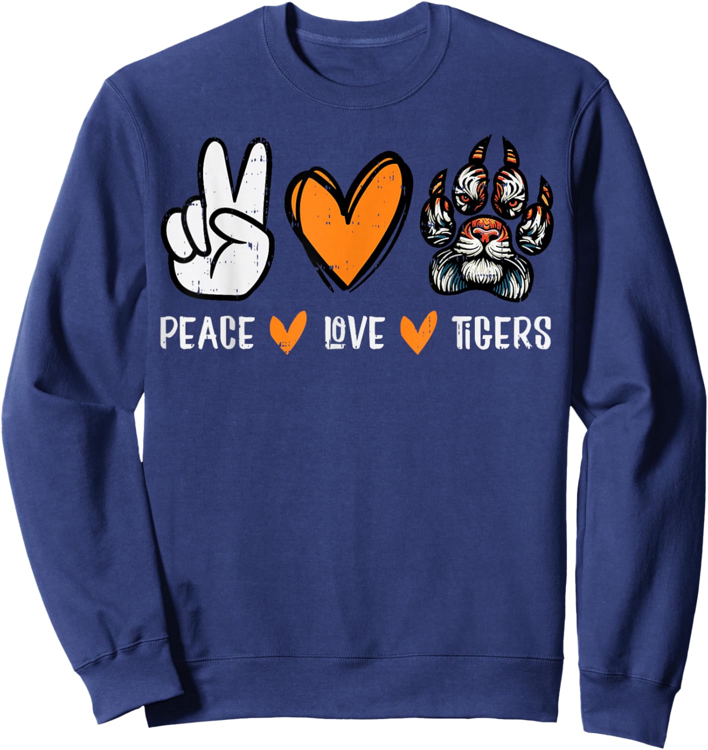 Peace Love Tigers Men Women Kids Boys Youth Teen Girls Sweatshirt - Sweatshirt | Navy