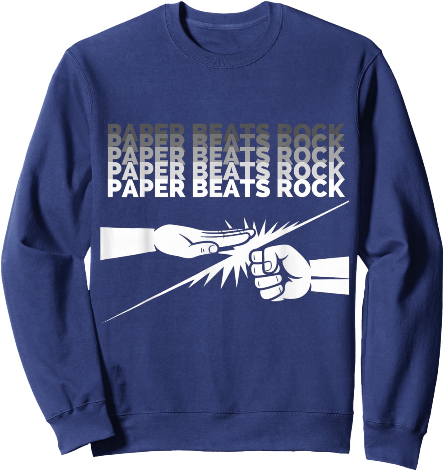 Funny Paper Beats Rock Saying Humor Retro Gaming Style Sweatshirt - Sweatshirt | Navy