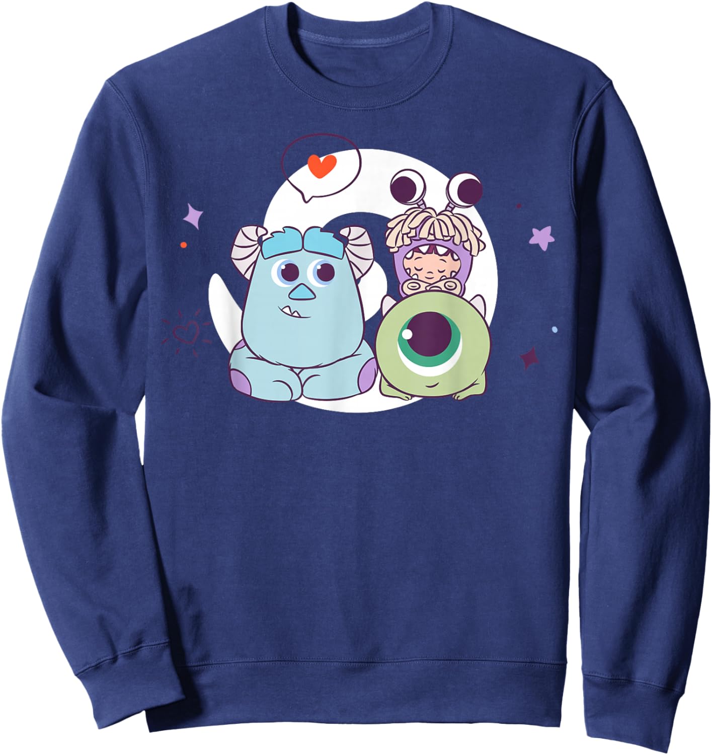 Disney Pixar Monsters Inc Sully Mike and Boo Cute Chibi Sweatshirt - Sweatshirt | Navy