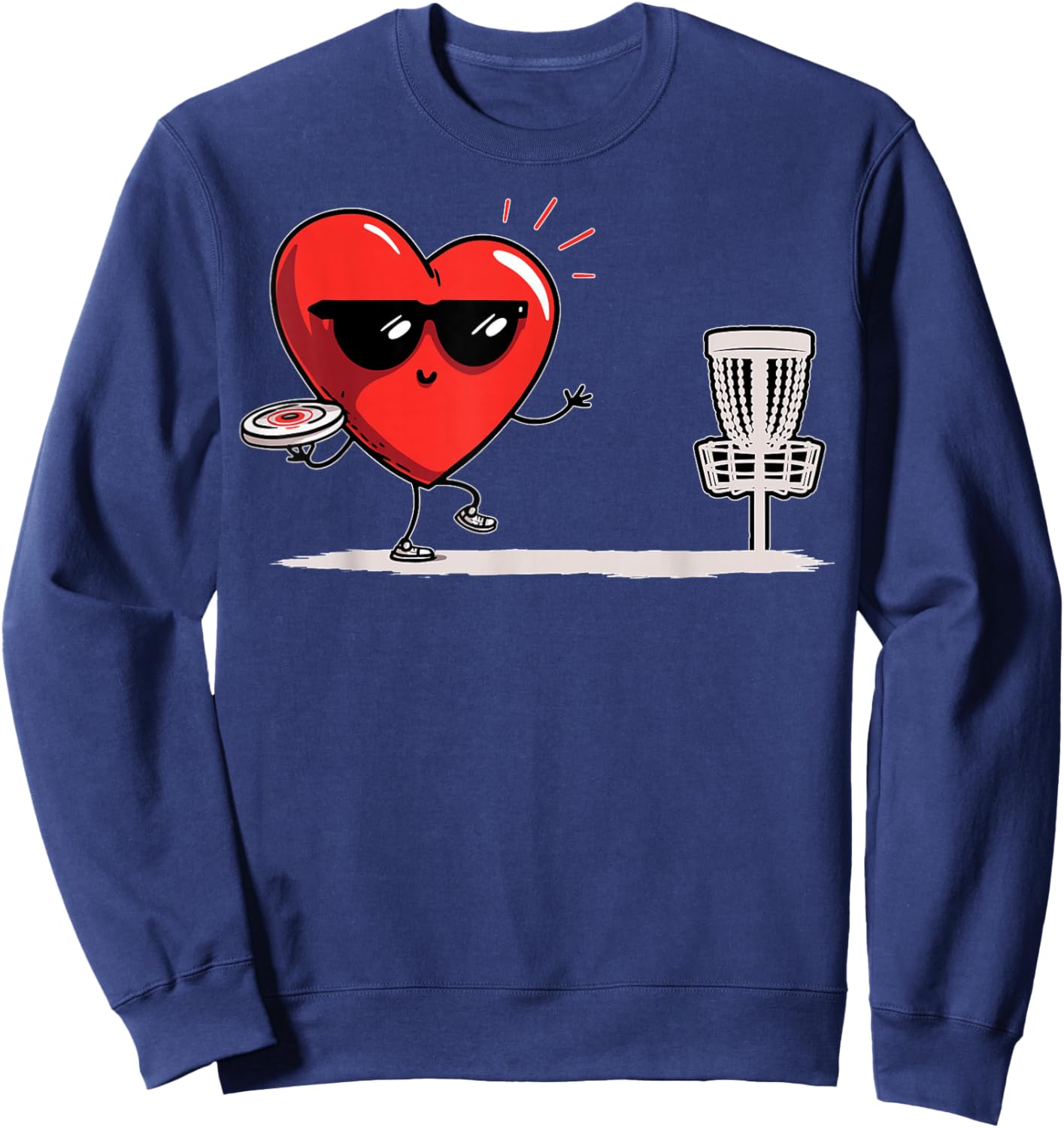 Discgolf Heart Disc Golf Golfer Valentine's Day Sunglasses Sweatshirt - Sweatshirt | Navy