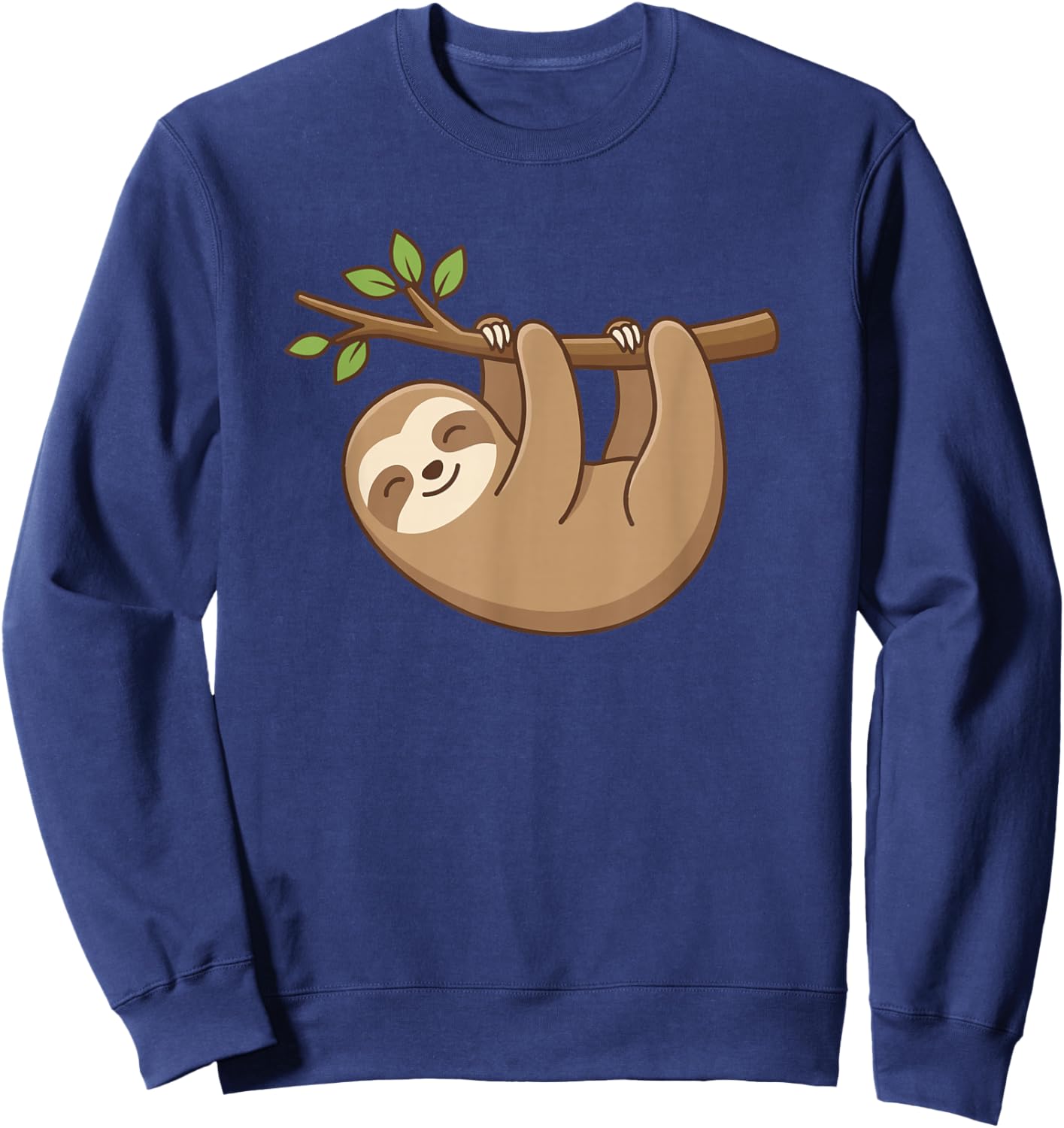 Hanging Sloth Cartoon Cute Relaxing Vibes Sweatshirt - Sweatshirt | Navy