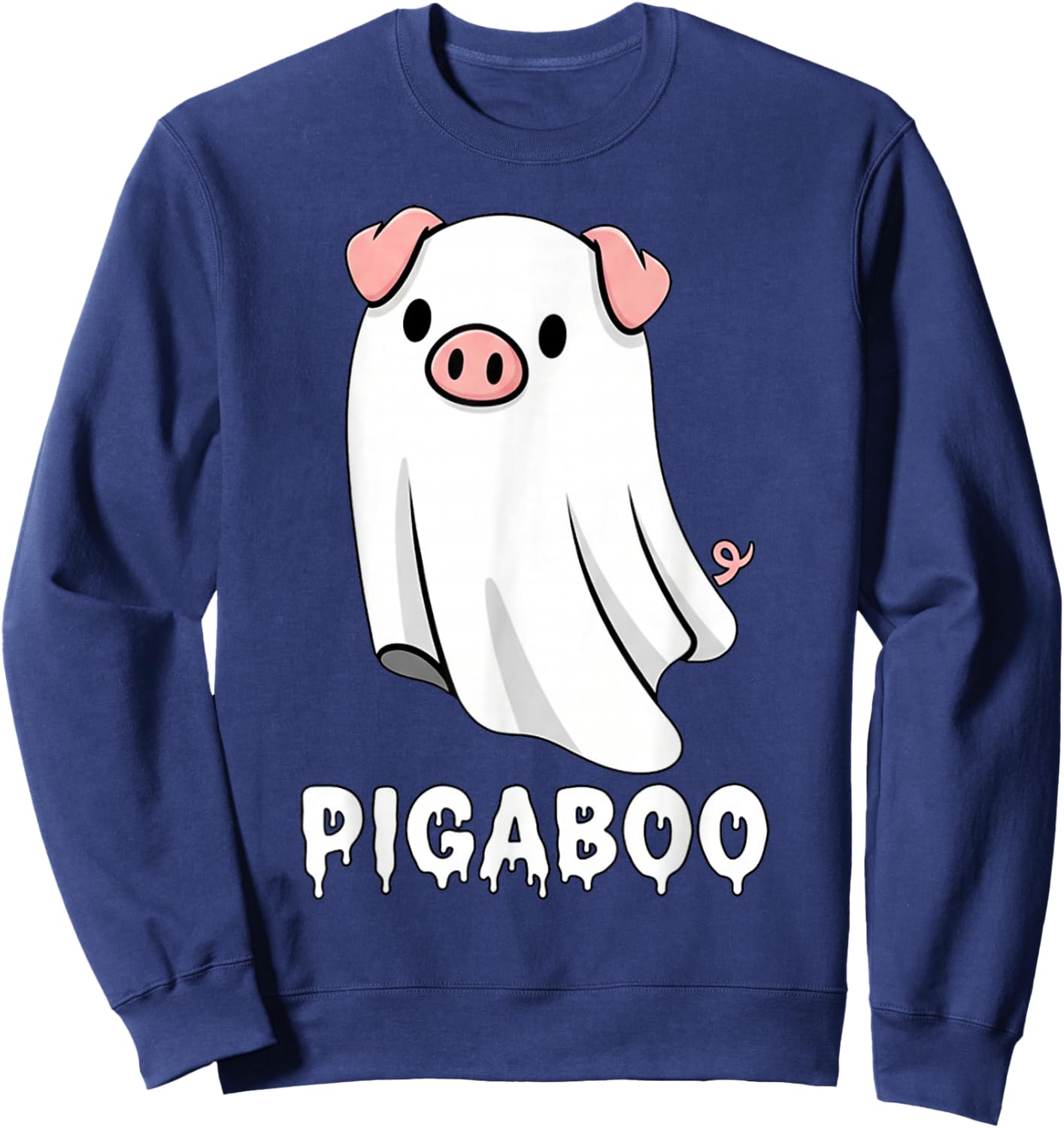 Funny Pig Ghost Spooky Season Sweatshirt - Sweatshirt | Navy