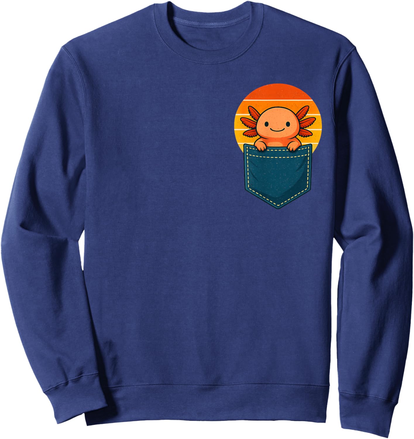 Cute Axolotl in Pocket Funny Apparel Women Teen Kid Sweatshirt - Sweatshirt | Navy