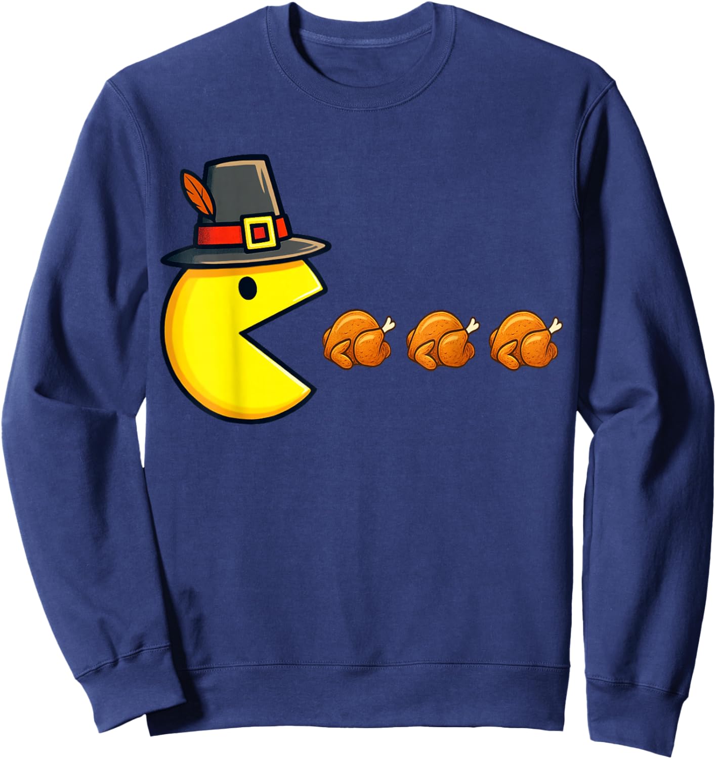 Thanksgiving Video Game Eating Turkey Gamer Men Women Kids Sweatshirt - Sweatshirt | Navy