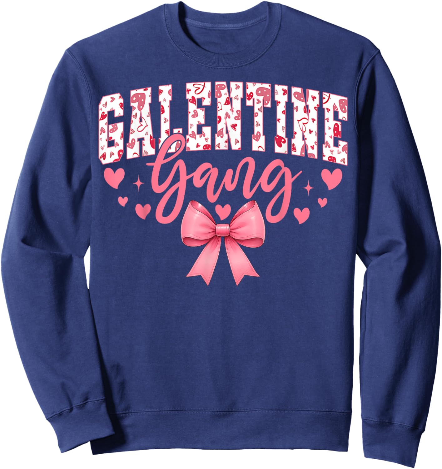Galentine Gang Coquette Bow Cute Valentine Sweatshirt - Sweatshirt | Navy