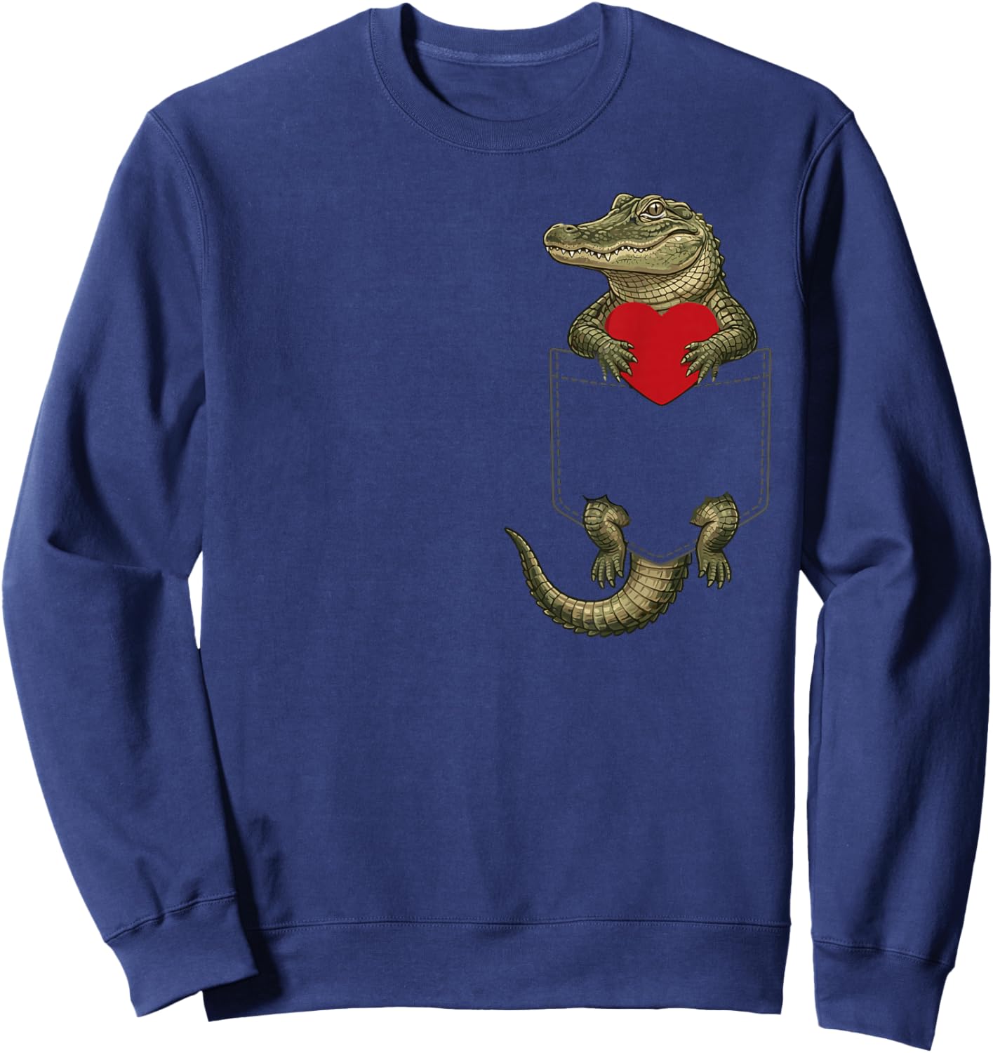 Alligator in Pocket Crocodile Lover Design Valentines Sweatshirt - Sweatshirt | Navy