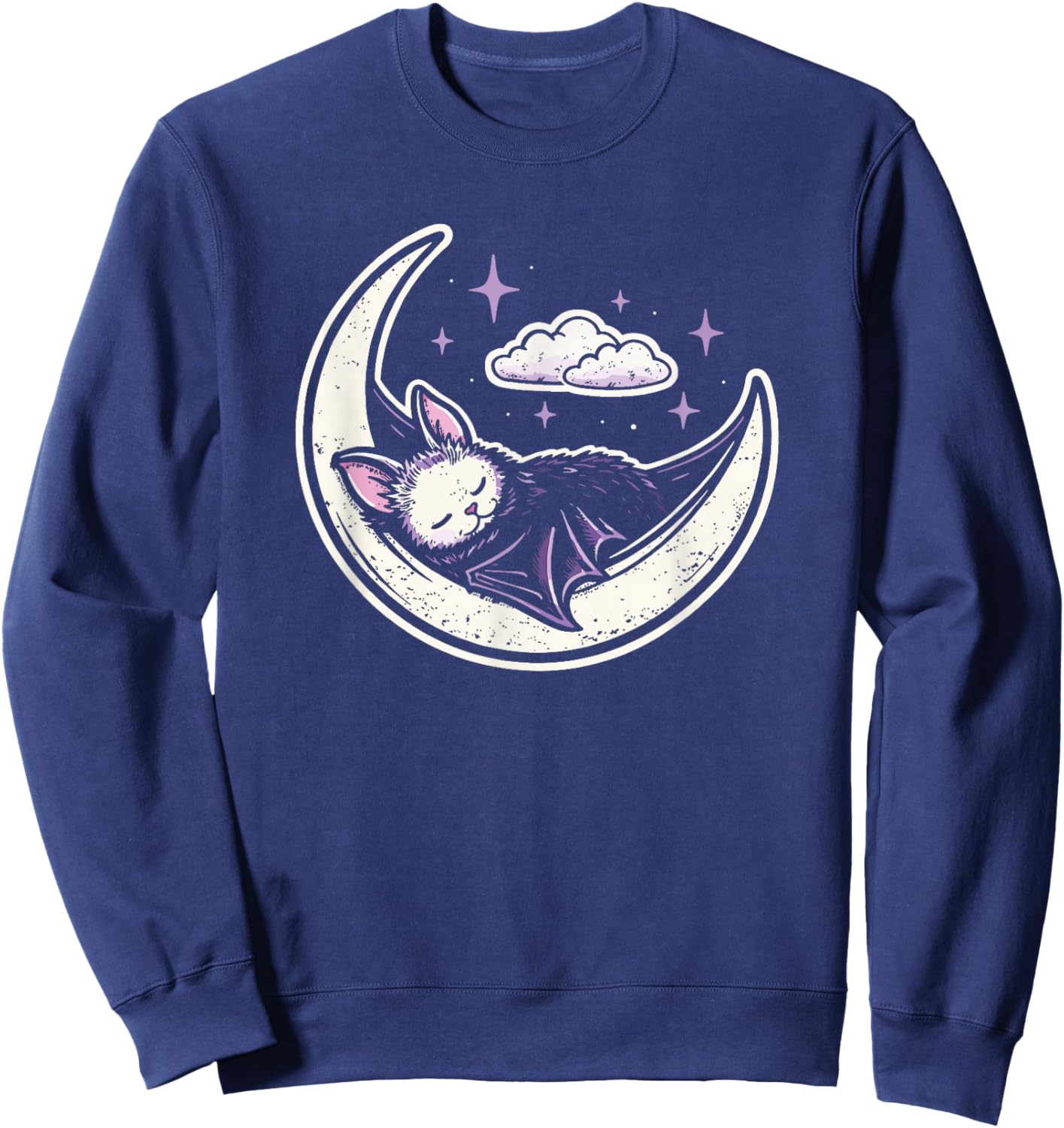 Bat Moon Creepy Cute Kawaii Pastel Goth Purple Alt Aesthetic Sweatshirt - Sweatshirt | Navy