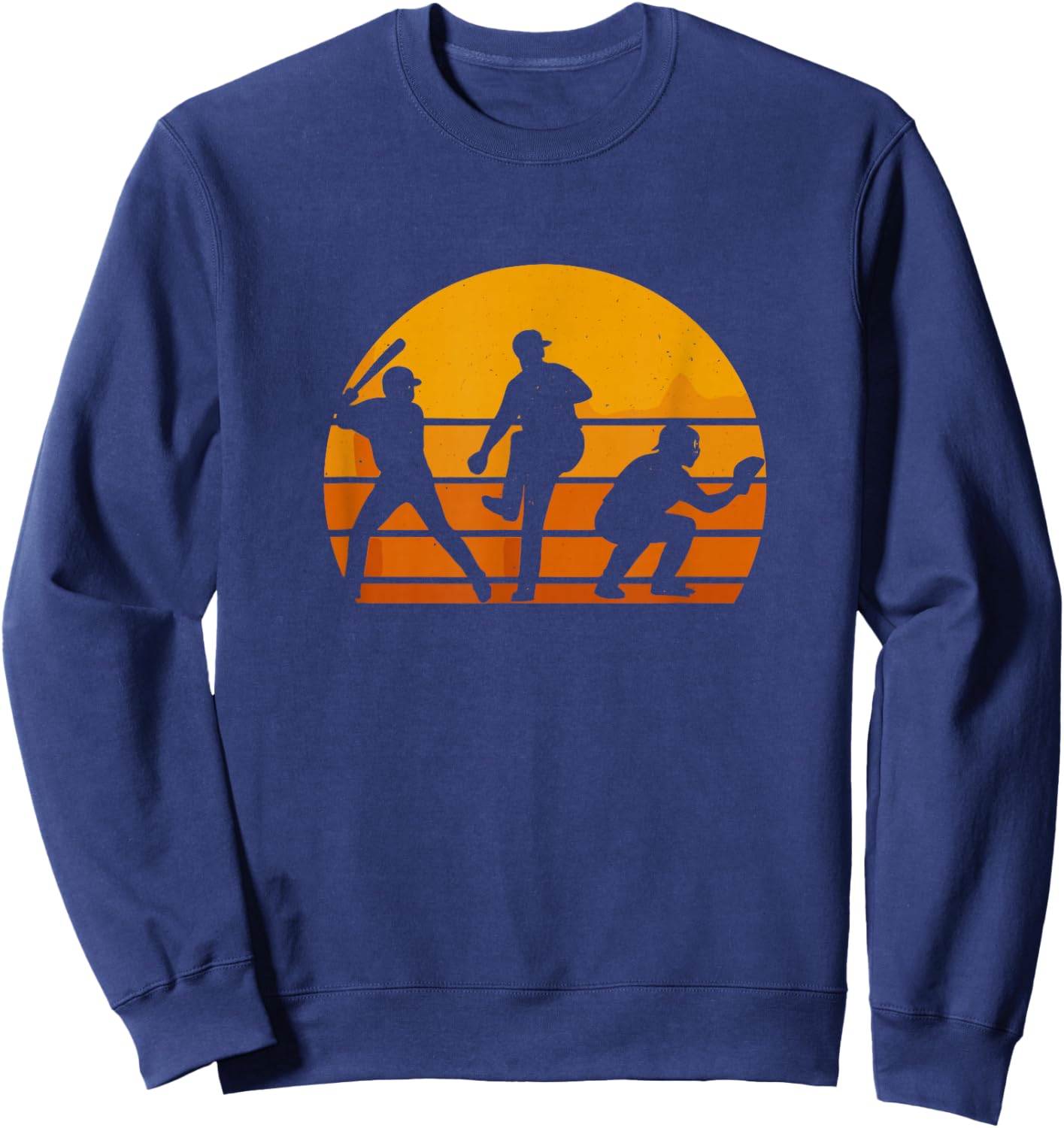 Baseball Sunset Silhouette Players Men Women Kids Sweatshirt - Sweatshirt | Navy