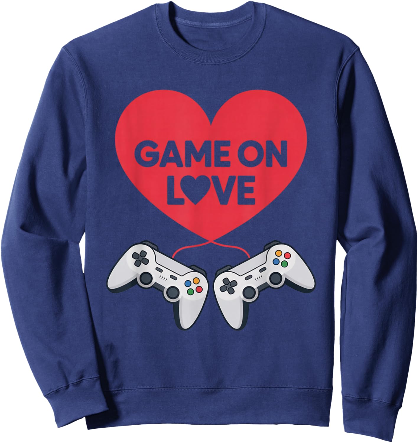 Game On Love Heart Gamer Valentine for Couples Gaming Date Sweatshirt - Sweatshirt | Navy