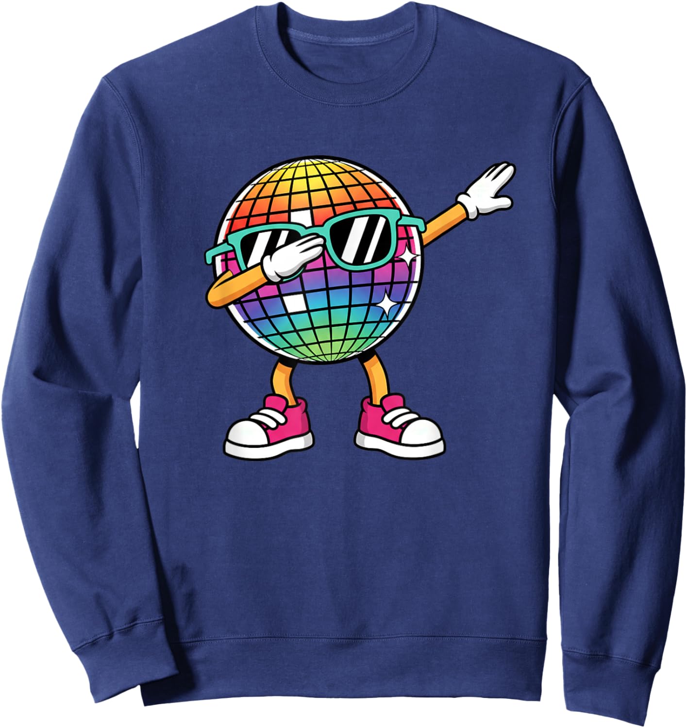 Dabbing Disco Ball Kids 80S 90S Dance Sweatshirt - Sweatshirt | Navy