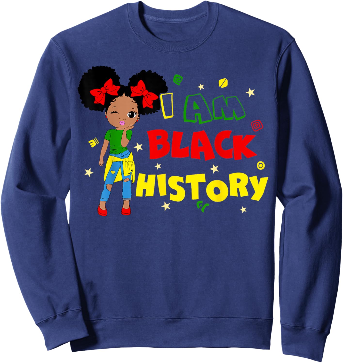 Little Girl I Am Black History Month African Kid Toddler Sweatshirt - Sweatshirt | Navy