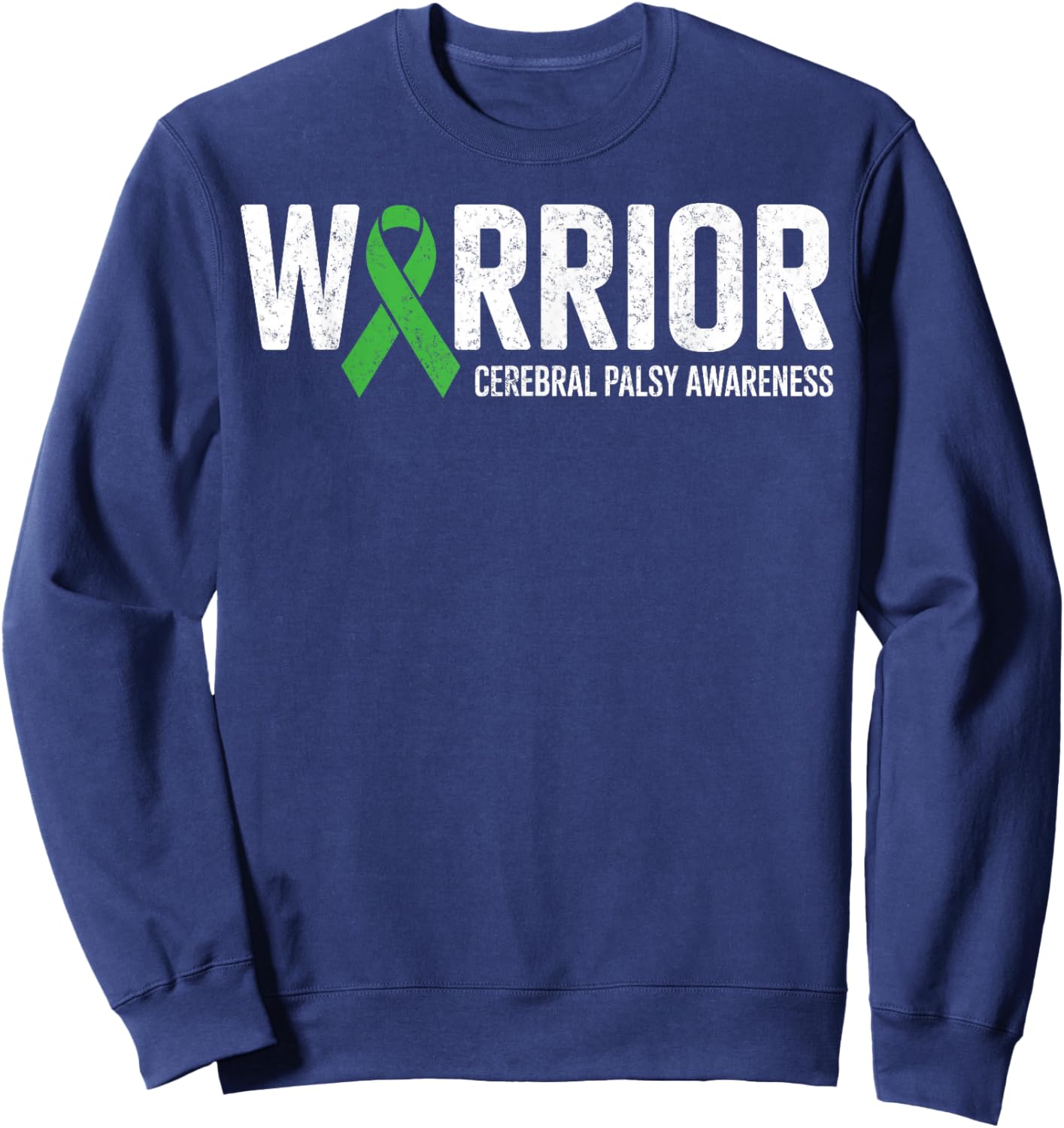 Warrior Fighter Cerebral Palsy Awareness CP Ribbon Support Sweatshirt - Sweatshirt | Navy