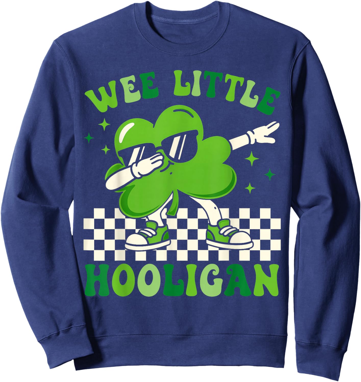 Wee Little Hooligan Dab Shamrock Funny St Patrick's Day Kids Sweatshirt - Sweatshirt | Navy