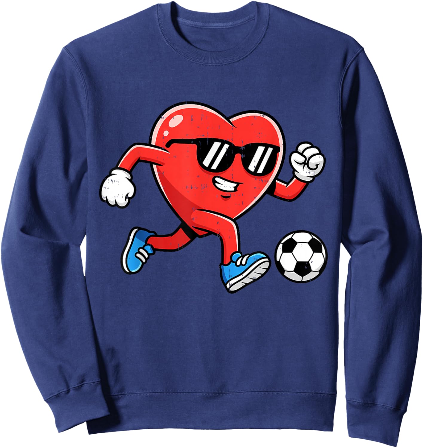 Heart Play Soccer Valentines Day for Teens Boys Girls Kids Sweatshirt - Sweatshirt | Navy