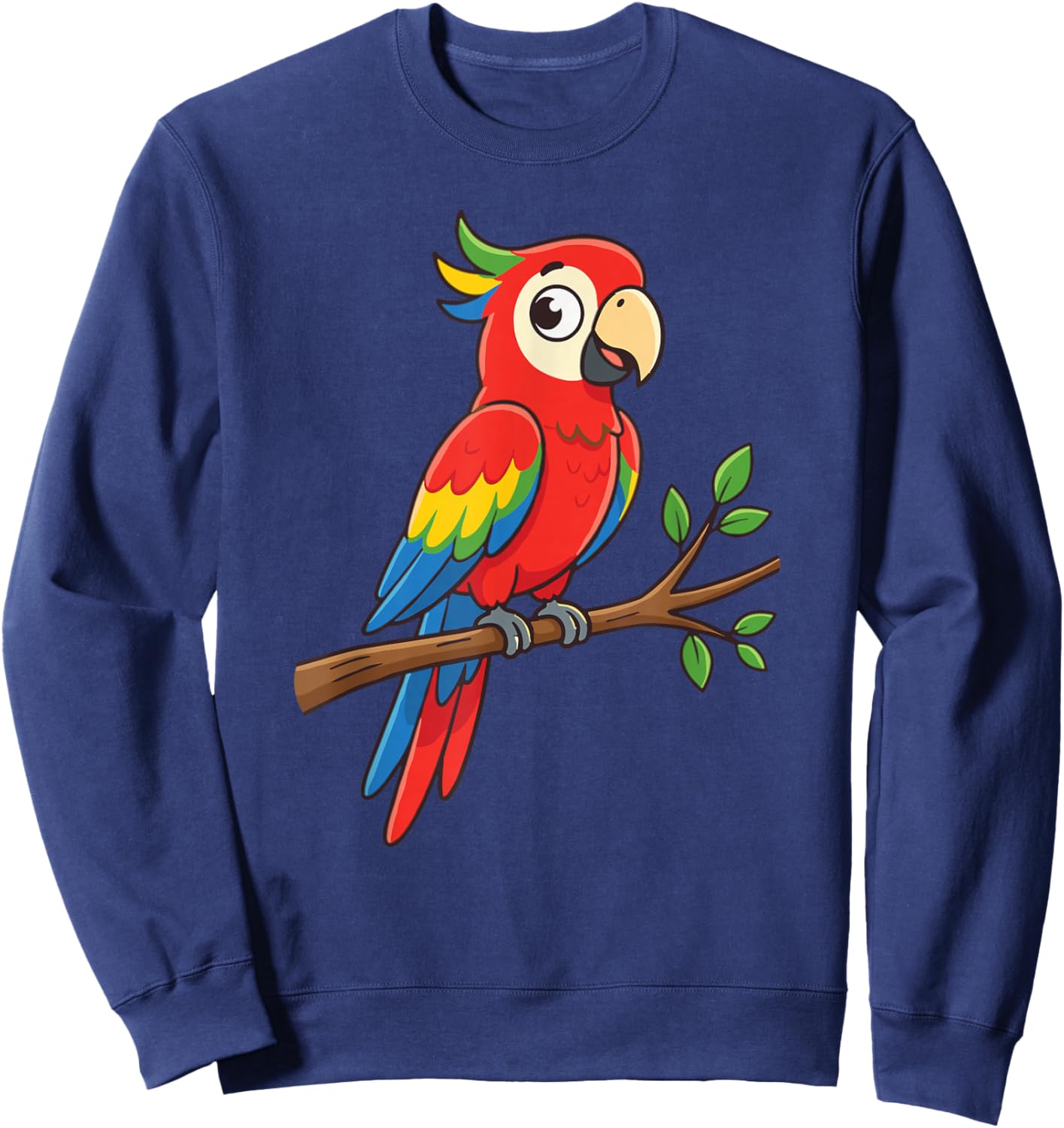 Colorful Cartoon Parrot Macaw Tropical Jungle Bird Sweatshirt - Sweatshirt | Navy