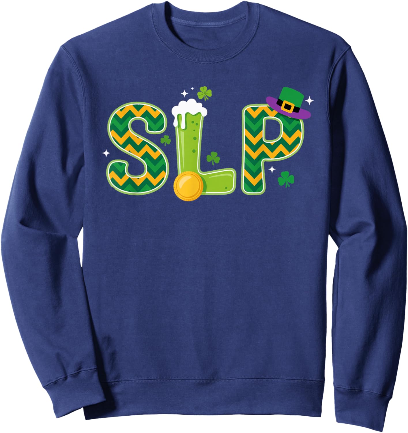 SLP St Patrick's Day Speech Therapist Sweatshirt - Sweatshirt | Navy
