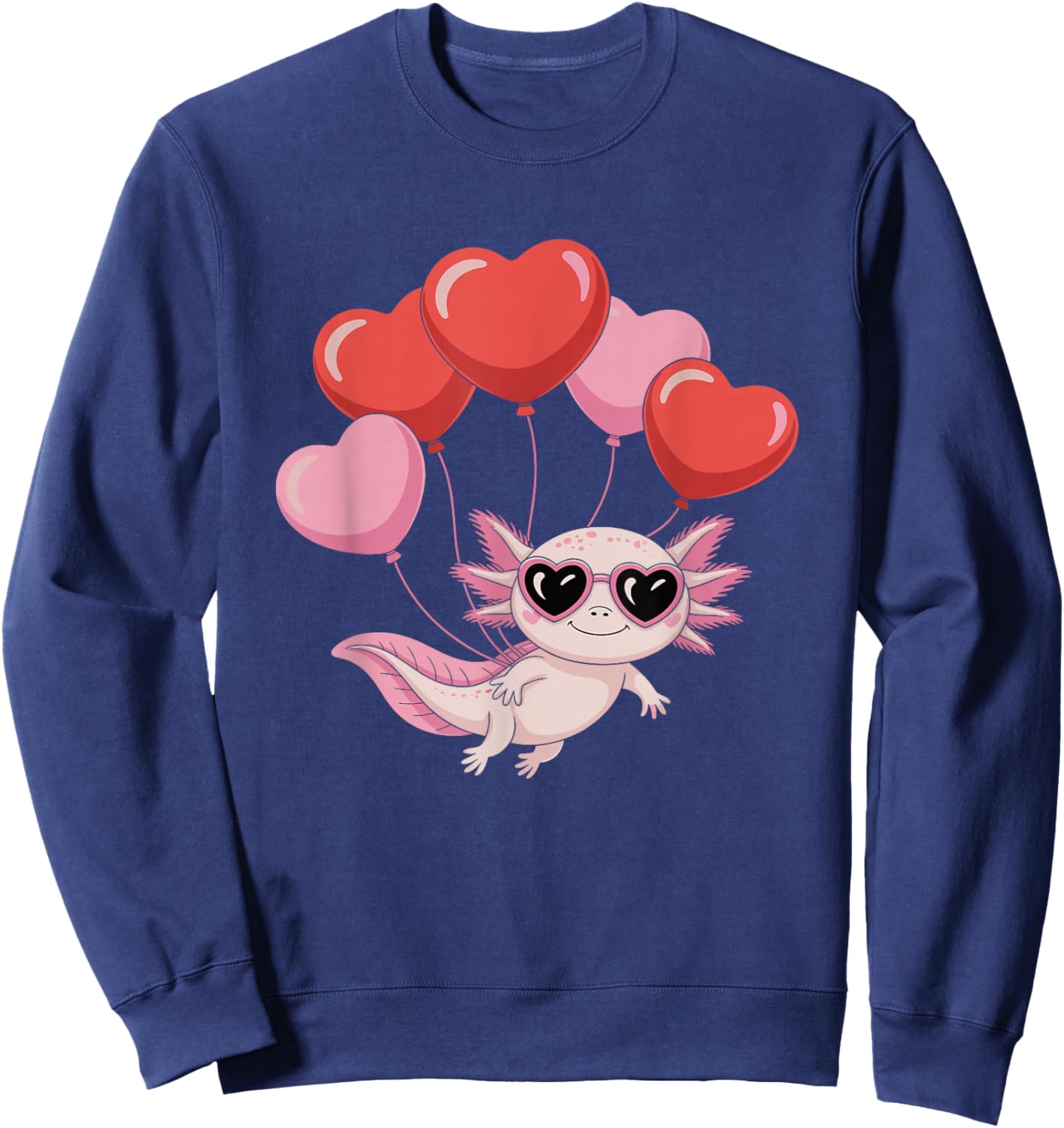 Axolotl Heart Balloons Axolotl Valentines Day Girls Women Sweatshirt - Sweatshirt | Navy