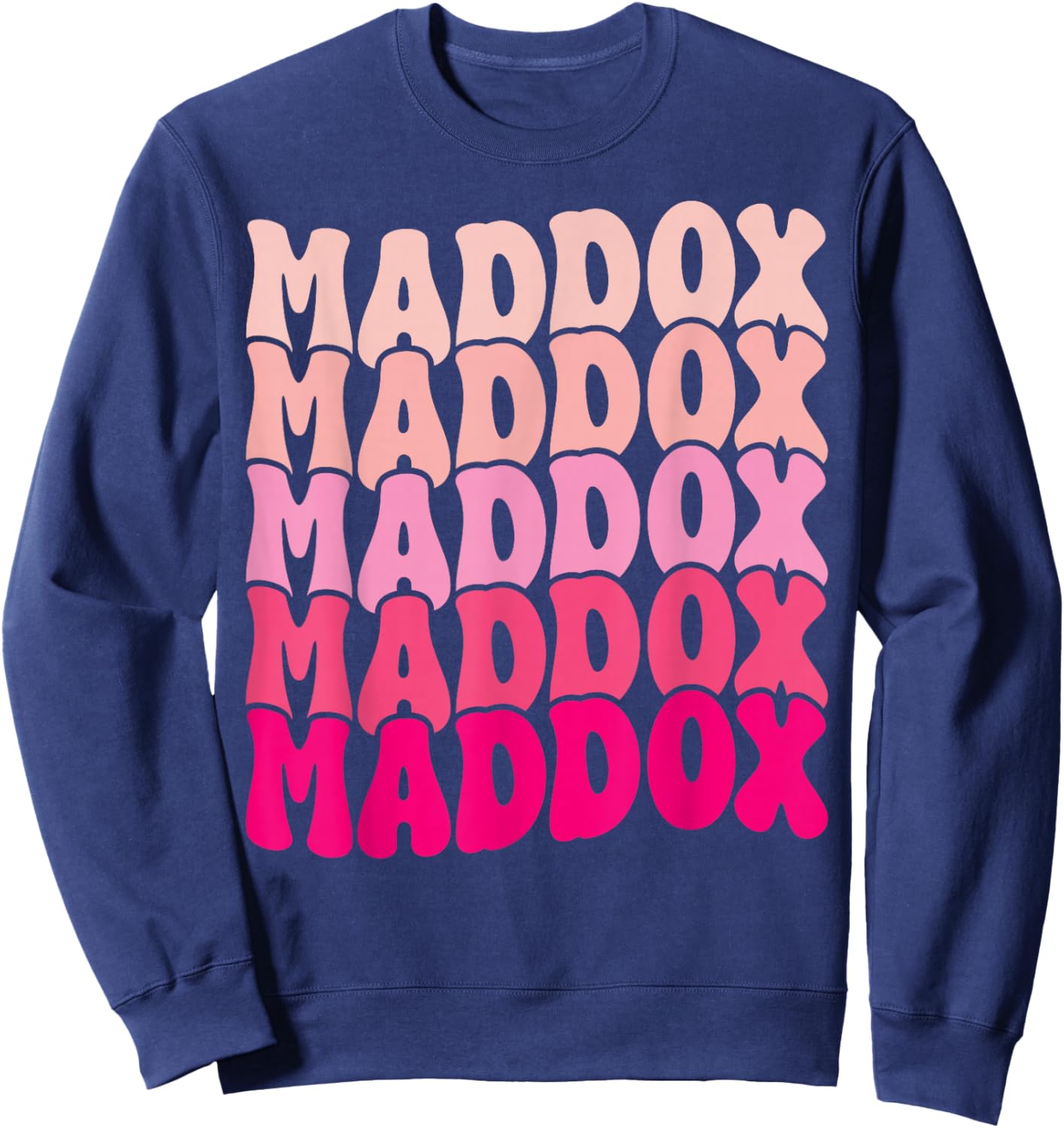 Vintage Maddox Personalized Name I Love Maddox 80's Groovy Sweatshirt - Sweatshirt | Navy