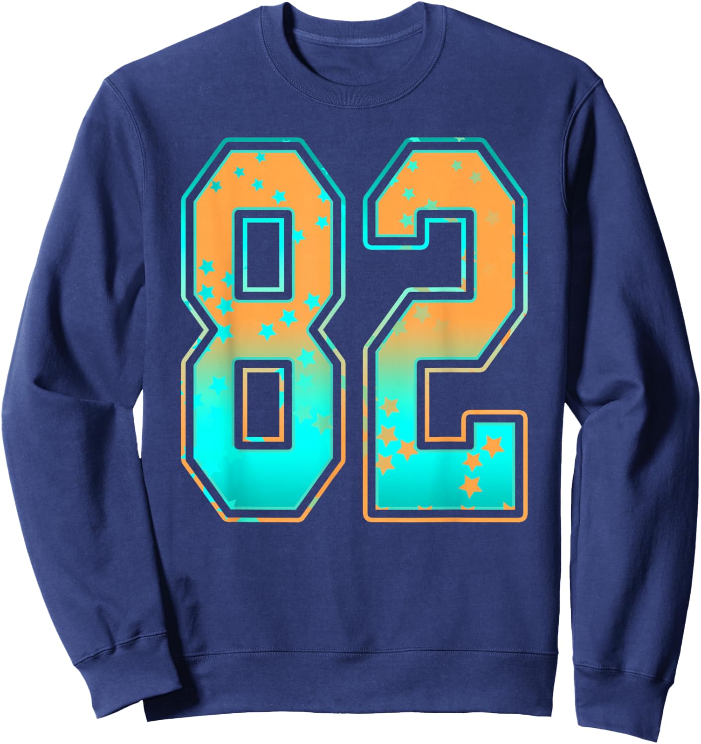 Mint Green Teal Orange Number 82 Jersey Player Uniform #82 Sweatshirt - Sweatshirt | Navy
