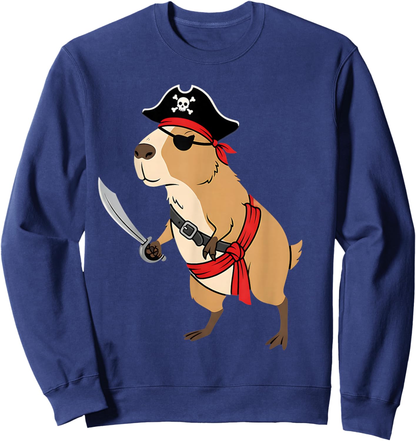 Pirate Capybara Toddler Boy Funny Kids Halloween Costume Sweatshirt - Sweatshirt | Navy