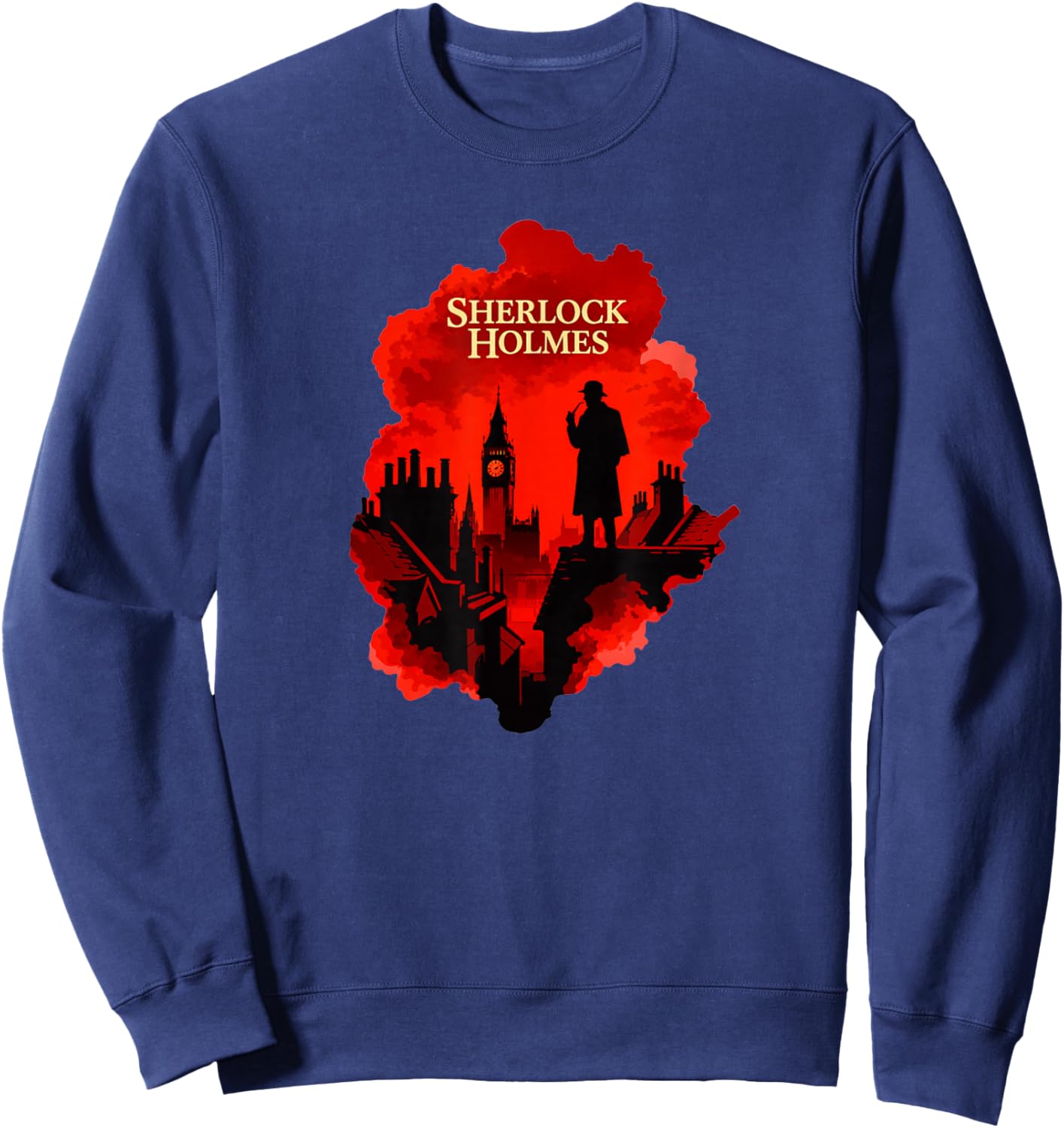 Sherlock Holmes London Silhouette Detective Art Design Sweatshirt - Sweatshirt | Navy