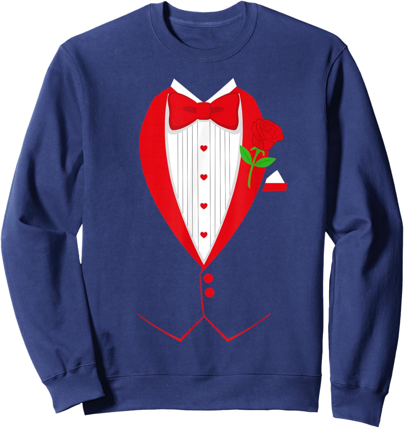Funny Bow Tie Tuxedo Formal Party Valentines Day Costume Sweatshirt - Sweatshirt | Navy