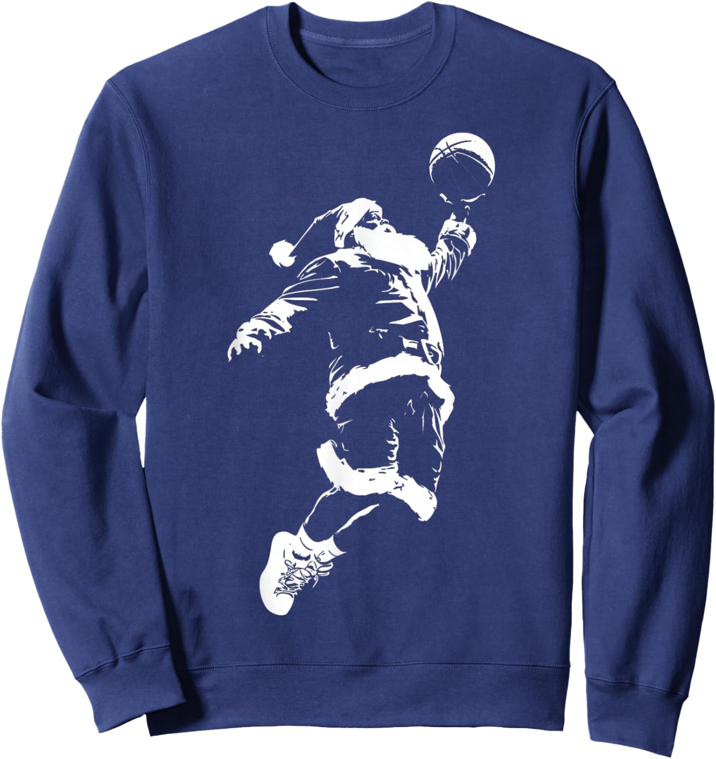 Santa Claus Slam Basketball Dunk Funny Christmas Holiday Sweatshirt - Sweatshirt | Navy