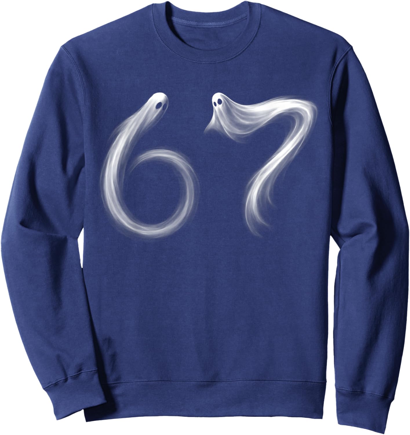 Funny Six Seven 6 7 Meme 67 Design Ghost Halloween Costume Sweatshirt - Sweatshirt | Navy