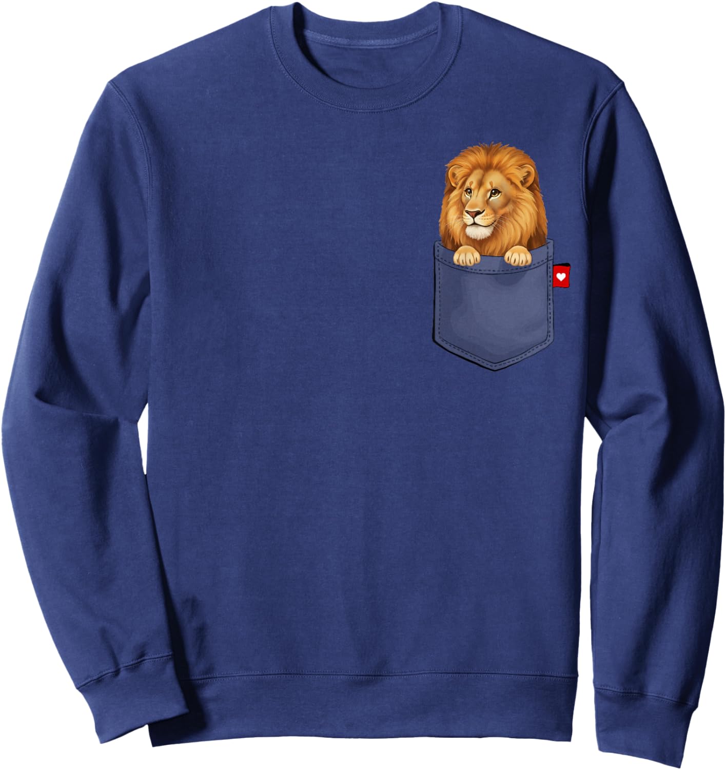Lion in Pocket Peeking Cute Animal Lion Sweatshirt - Sweatshirt | Navy