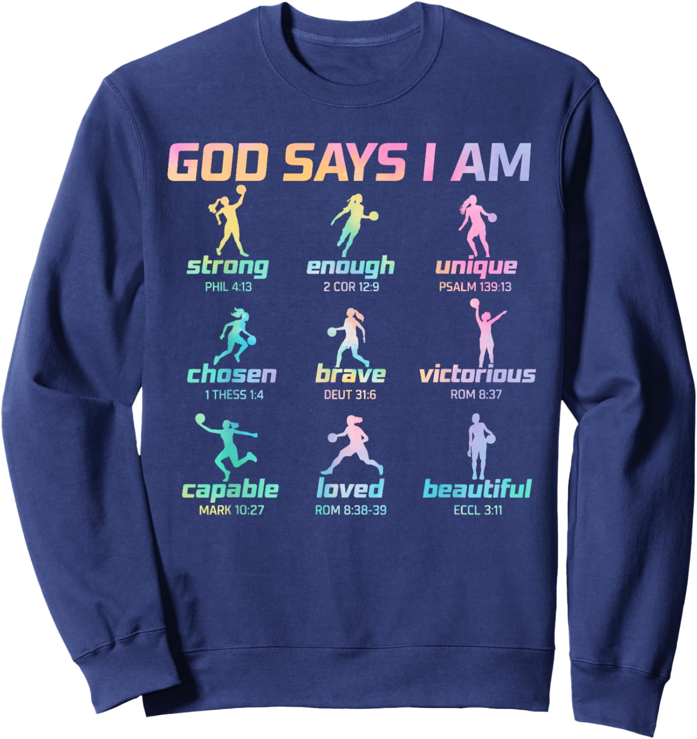 God Says I Am Christian Men Women Kids Basketball Tie Dye Sweatshirt - Sweatshirt | Navy