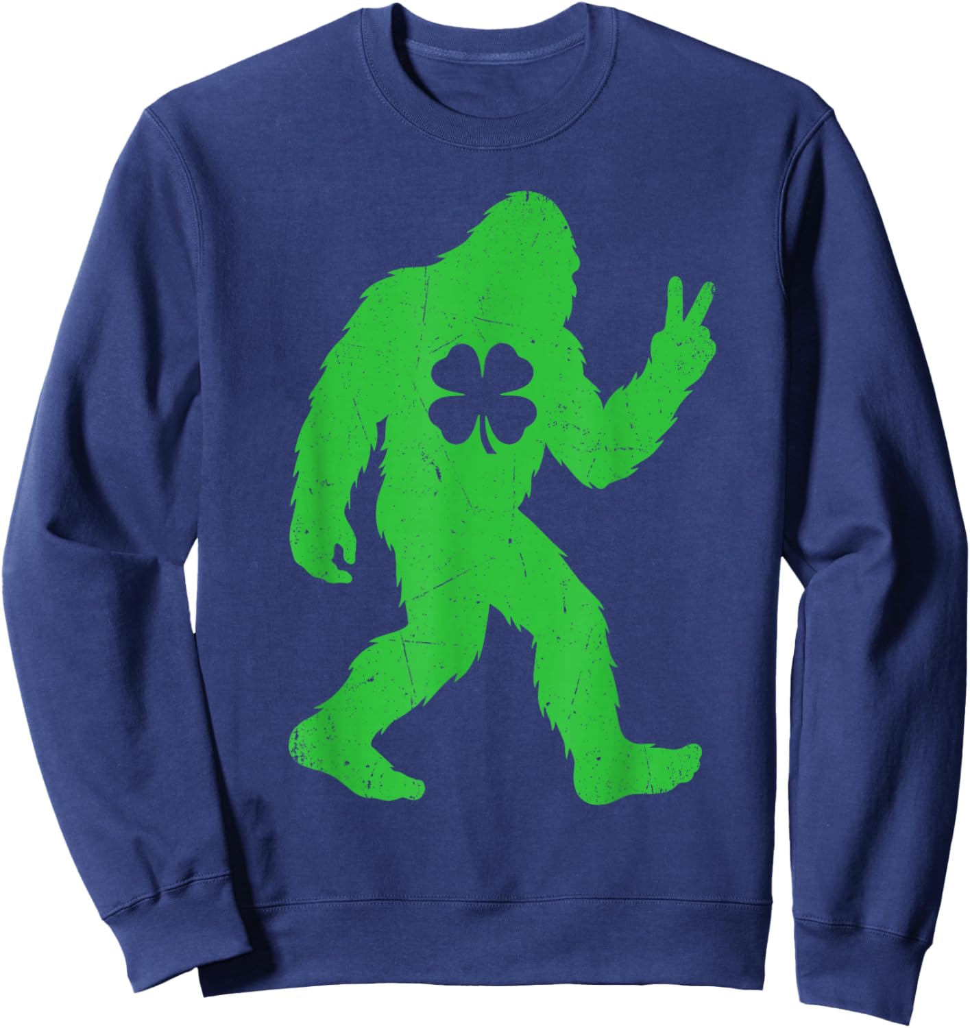 Retro Funny St Patrick's Day Bigfoot Shamrock Men Women Kids Sweatshirt - Sweatshirt | Navy