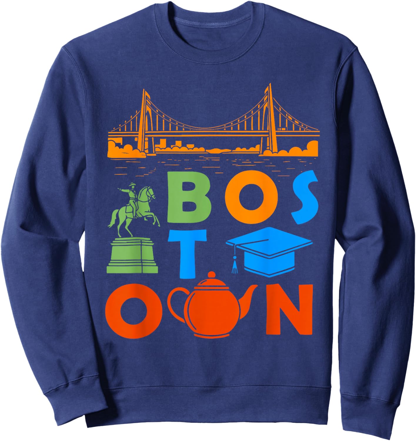 Boston Massachusetts Souvenir Men Boston Bridge Boston Sweatshirt - Sweatshirt | Navy