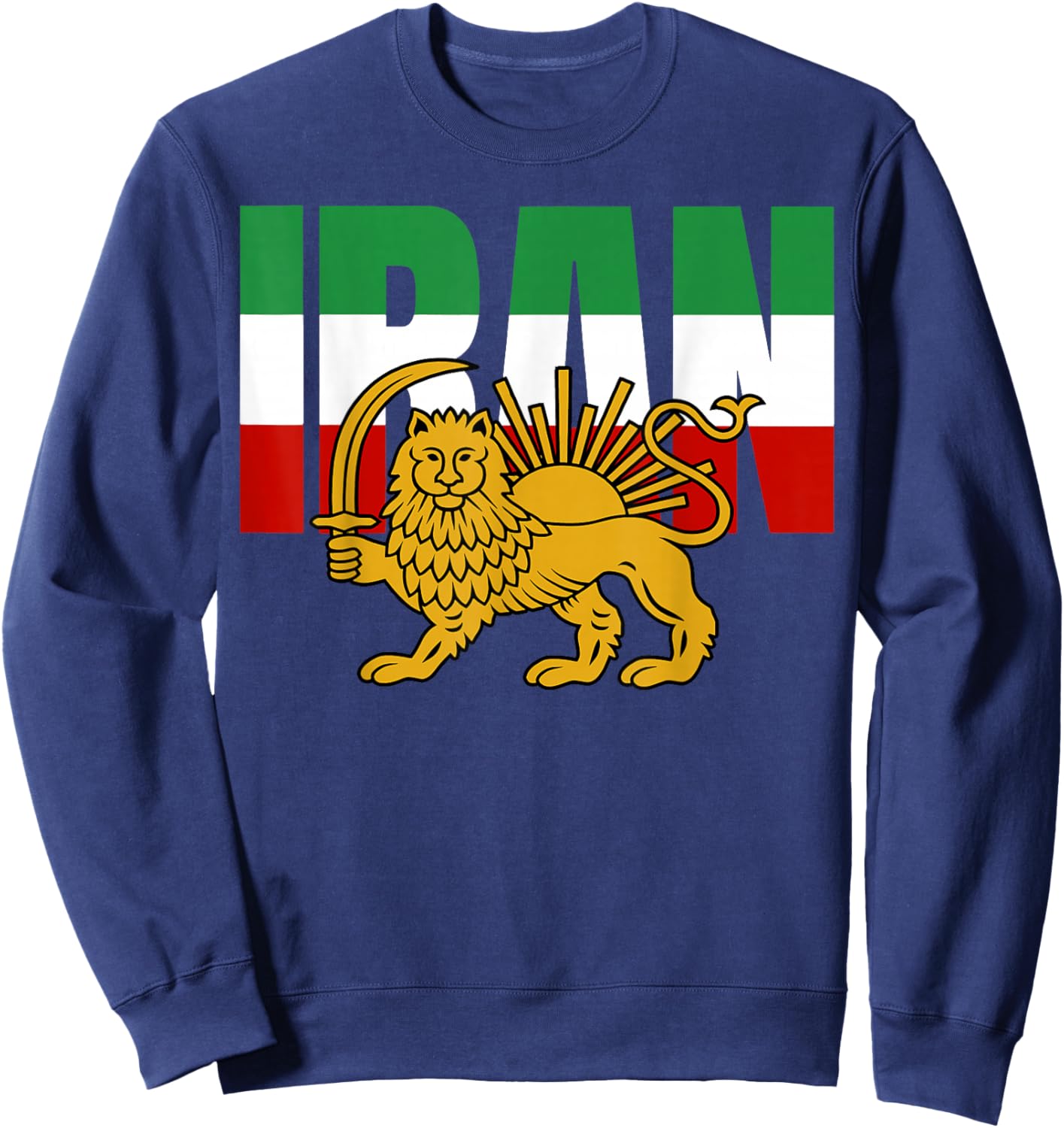 Free Iran Symbol Flag Heartbeat Freedom Love with Lion Sweatshirt - Sweatshirt | Navy