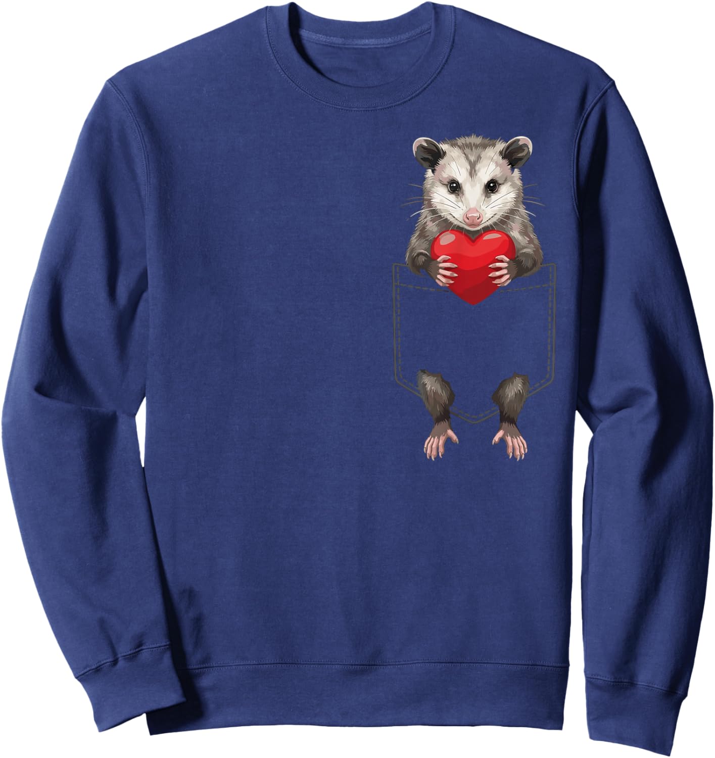 Possum in Pocket Opossum Animal Lover Valentines Sweatshirt - Sweatshirt | Navy