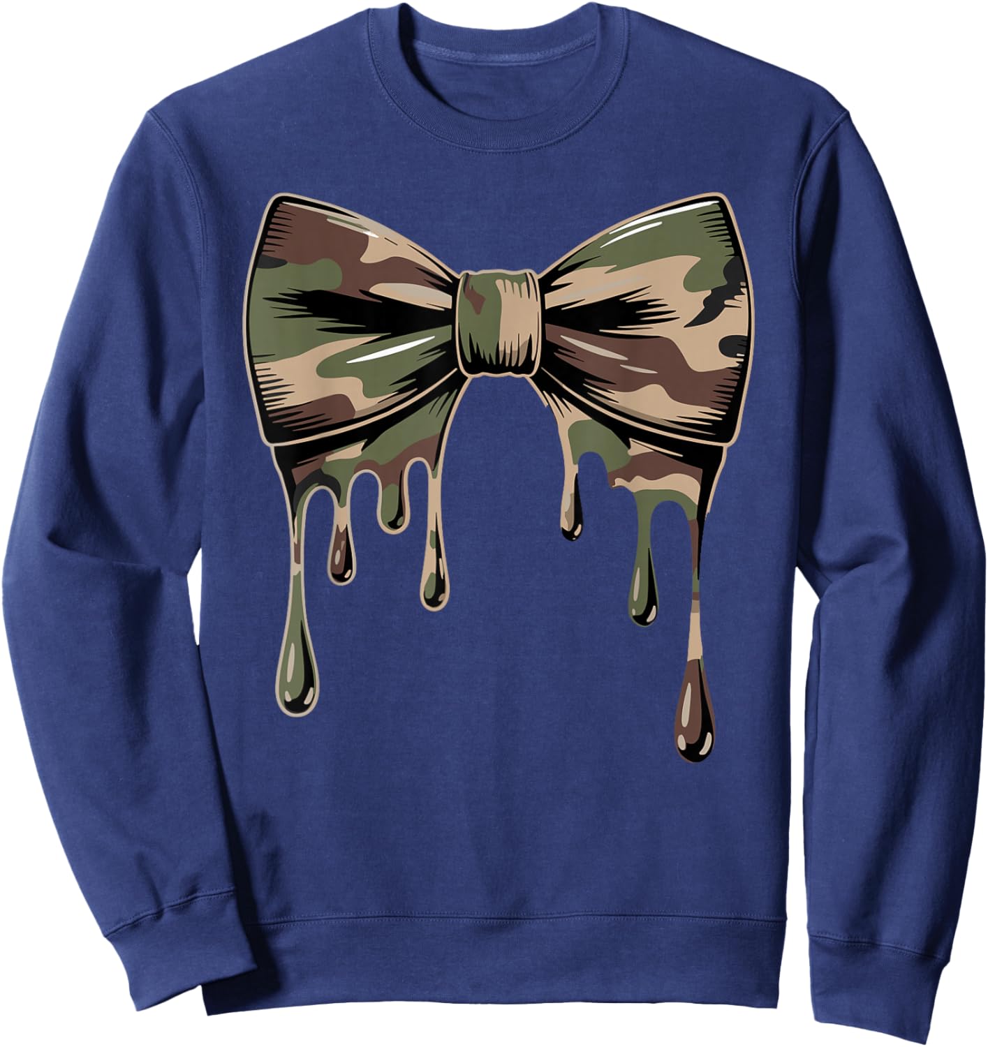 Camouflage Old Camo Bow Cute Country Hunting Women Girl Sweatshirt - Sweatshirt | Navy