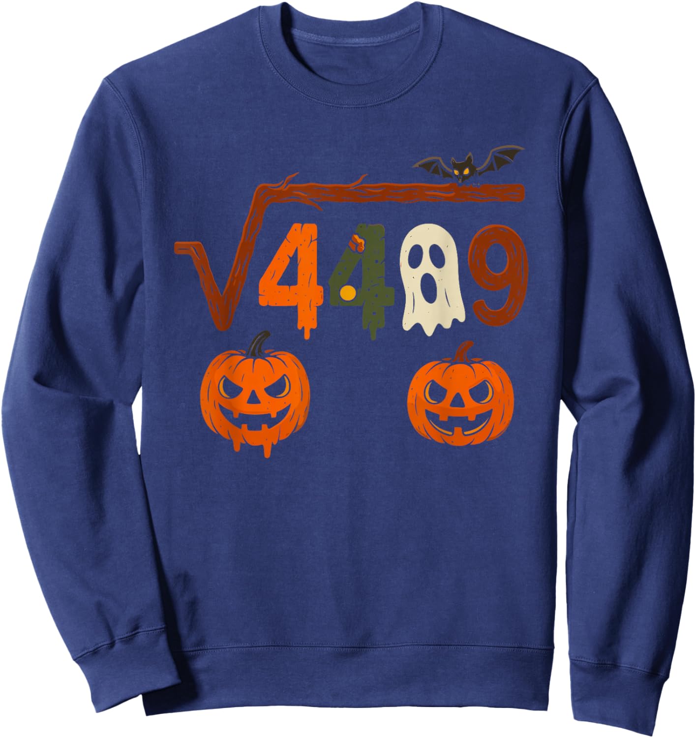 Square Root of 4489 Haunted Halloween Meme Slang 67 6 7 6-7 Sweatshirt - Sweatshirt | Navy