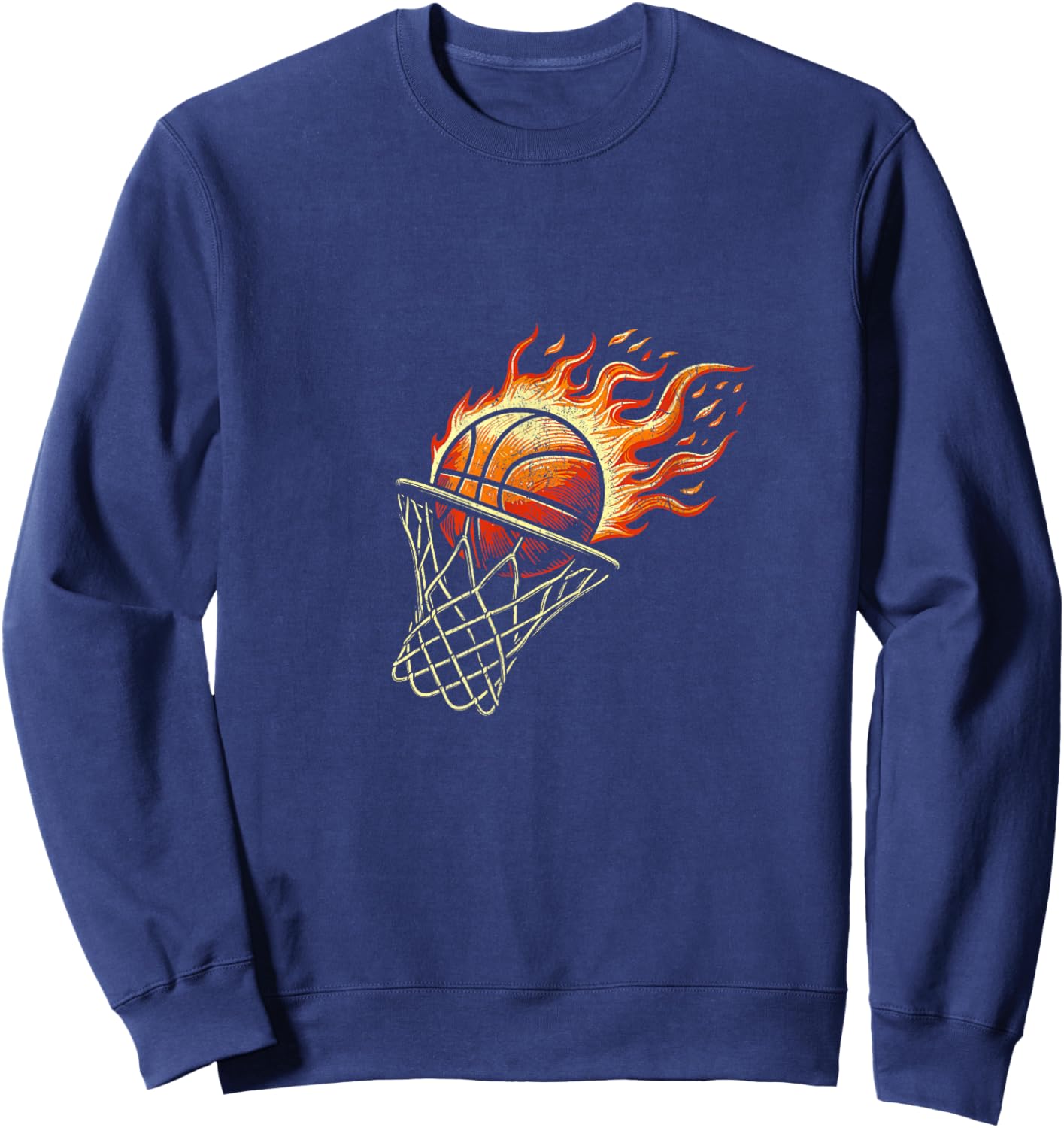 Basketball on fire Sweatshirt - Sweatshirt | Navy