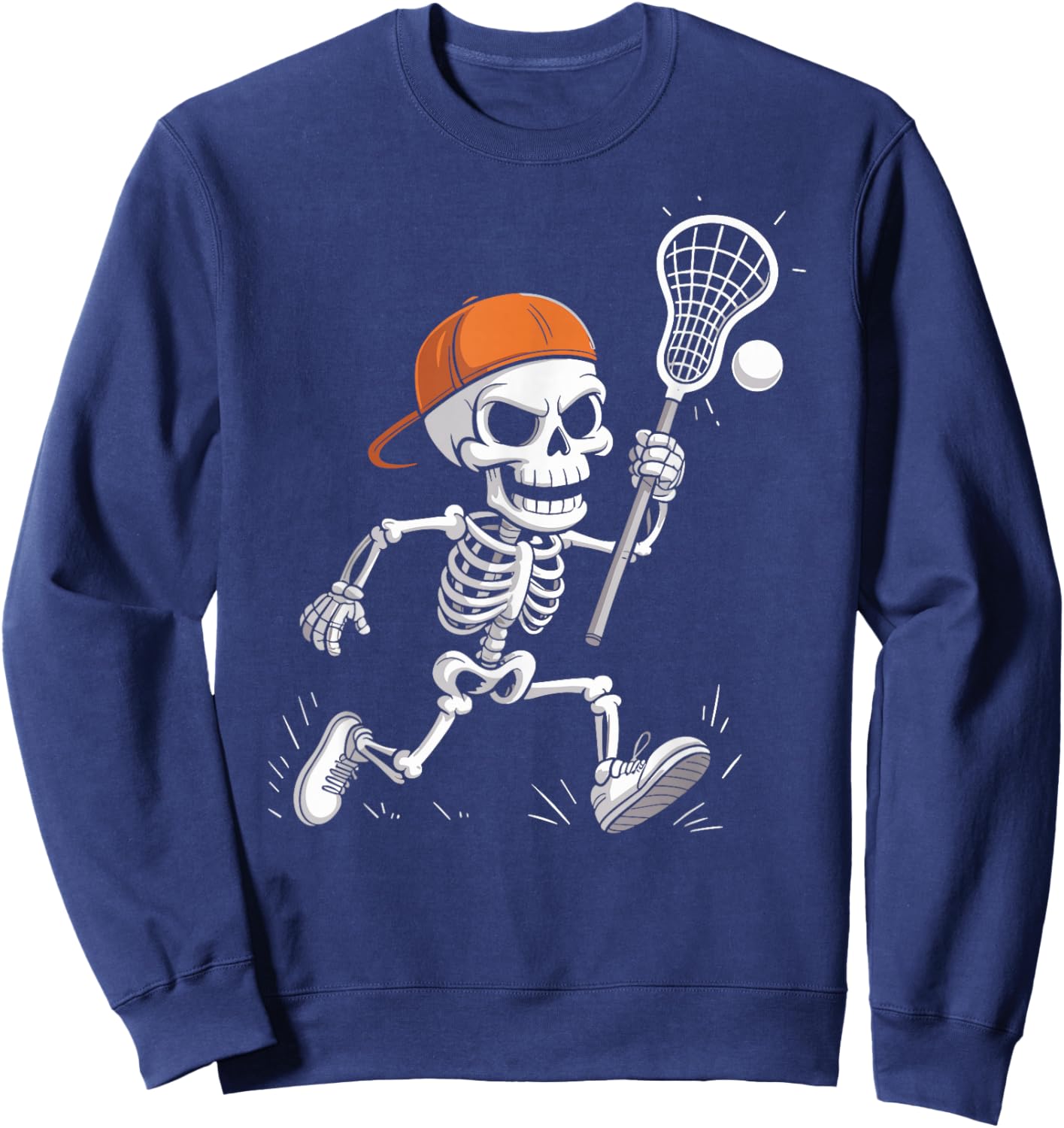 Skeleton Lacrosse Halloween Costume Funny Men Boys Kids Sweatshirt - Sweatshirt | Navy