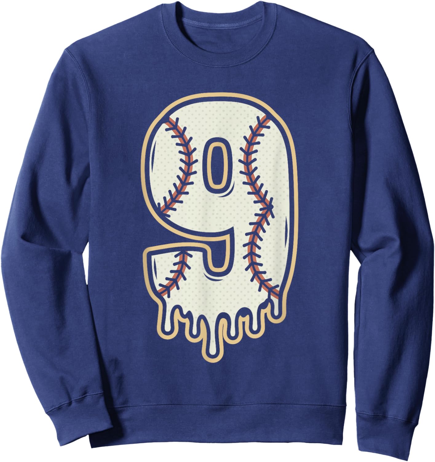 Dripping 9th Birthday Baseball Brainrot Meme Slang 9 Year Sweatshirt - Sweatshirt | Navy