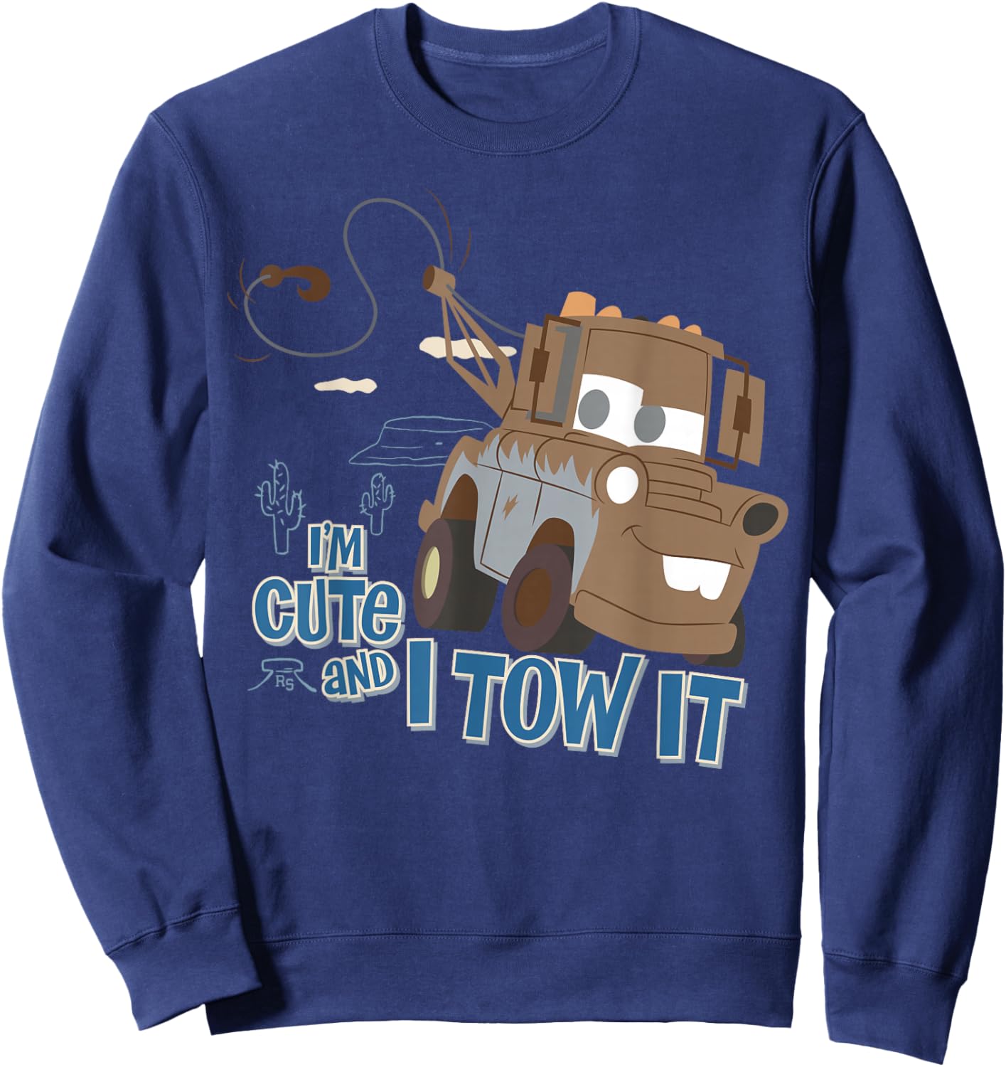Disney Pixar Cars I'm Cute and I Tow It Mater Tow Truck Sweatshirt - Sweatshirt | Navy