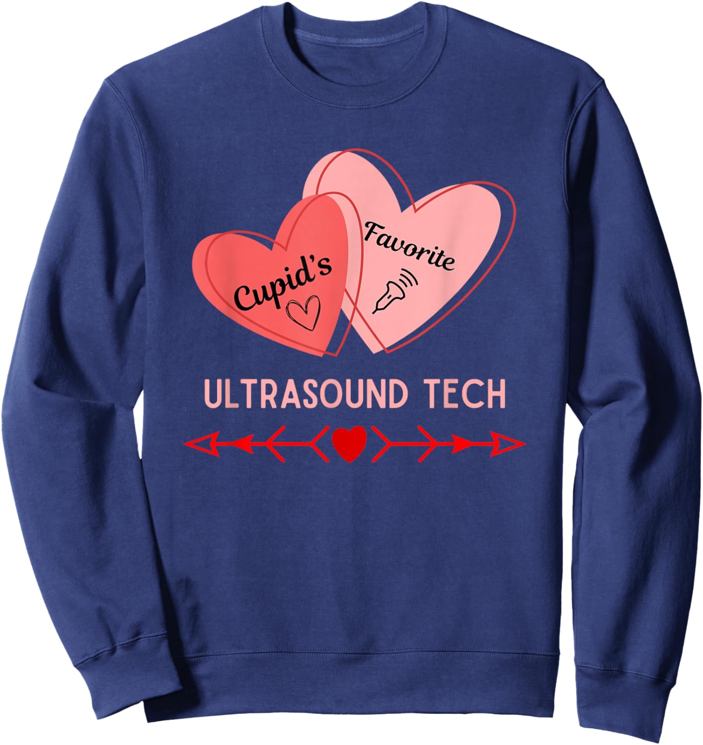 Valentine's Day Ultrasound Tech Healthcare Worker Trendy Sweatshirt - Sweatshirt | Navy