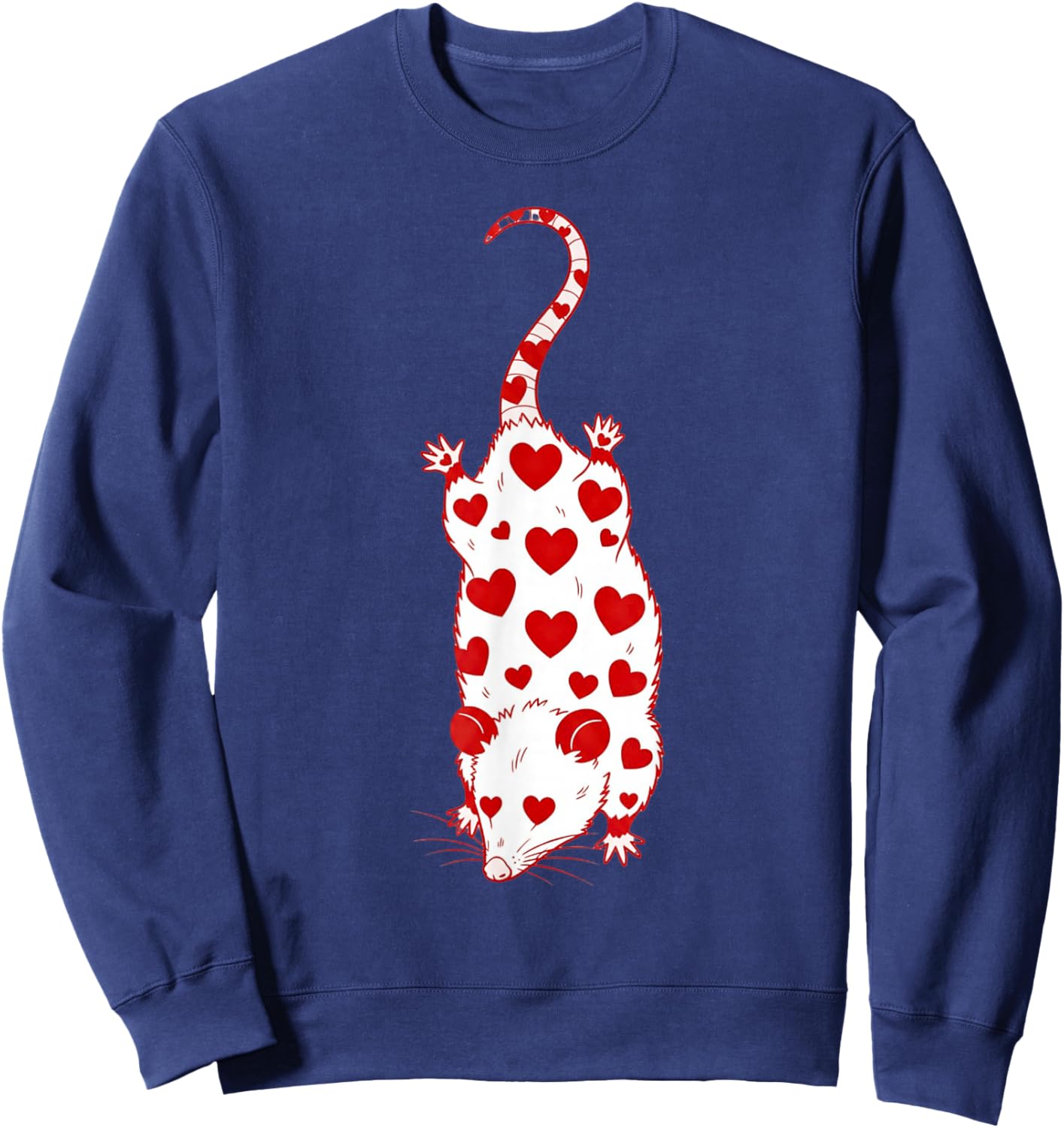 Opossum with Hearts | Cute Valentines Day Pet Possum Sweatshirt - Sweatshirt | Navy