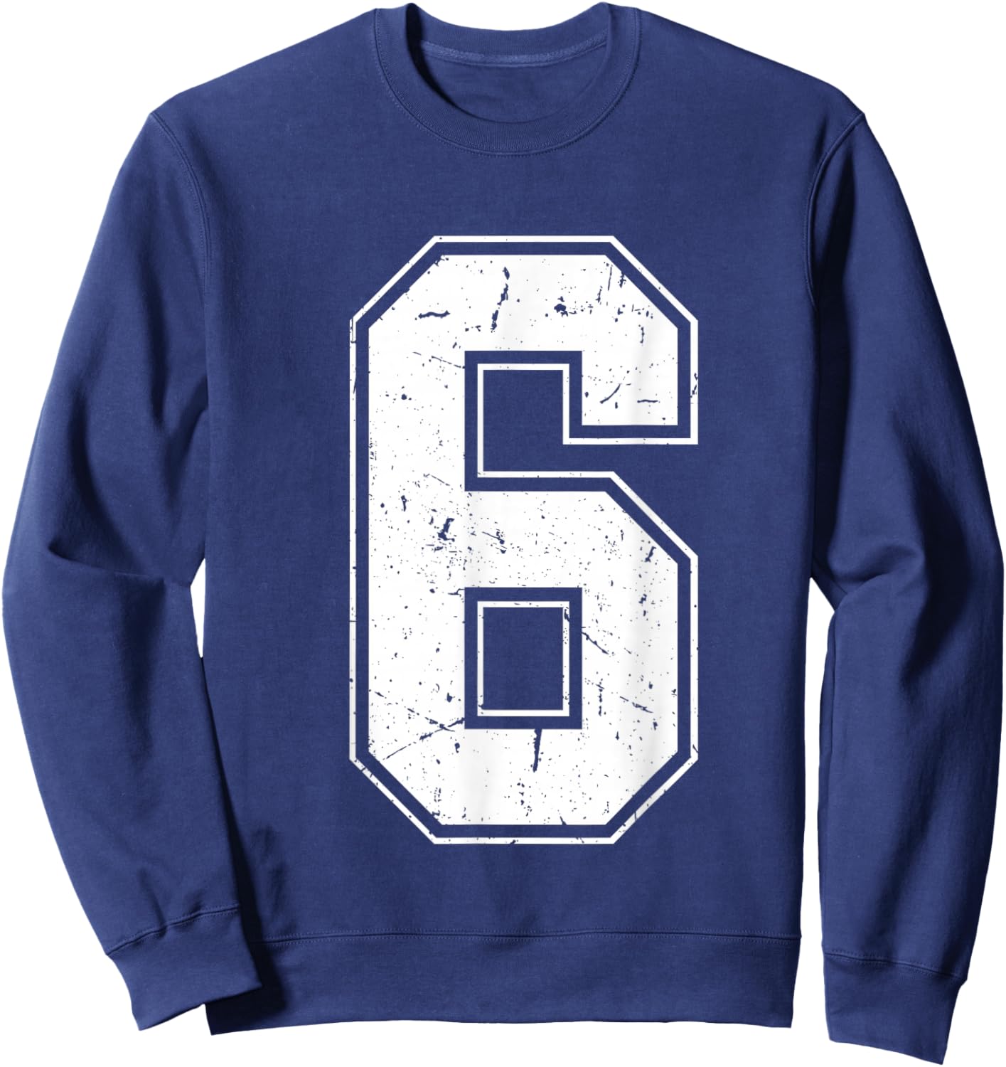 Number 6 Matching Costume 67 Meme Costume Distressed Retro Sweatshirt - Sweatshirt | Navy